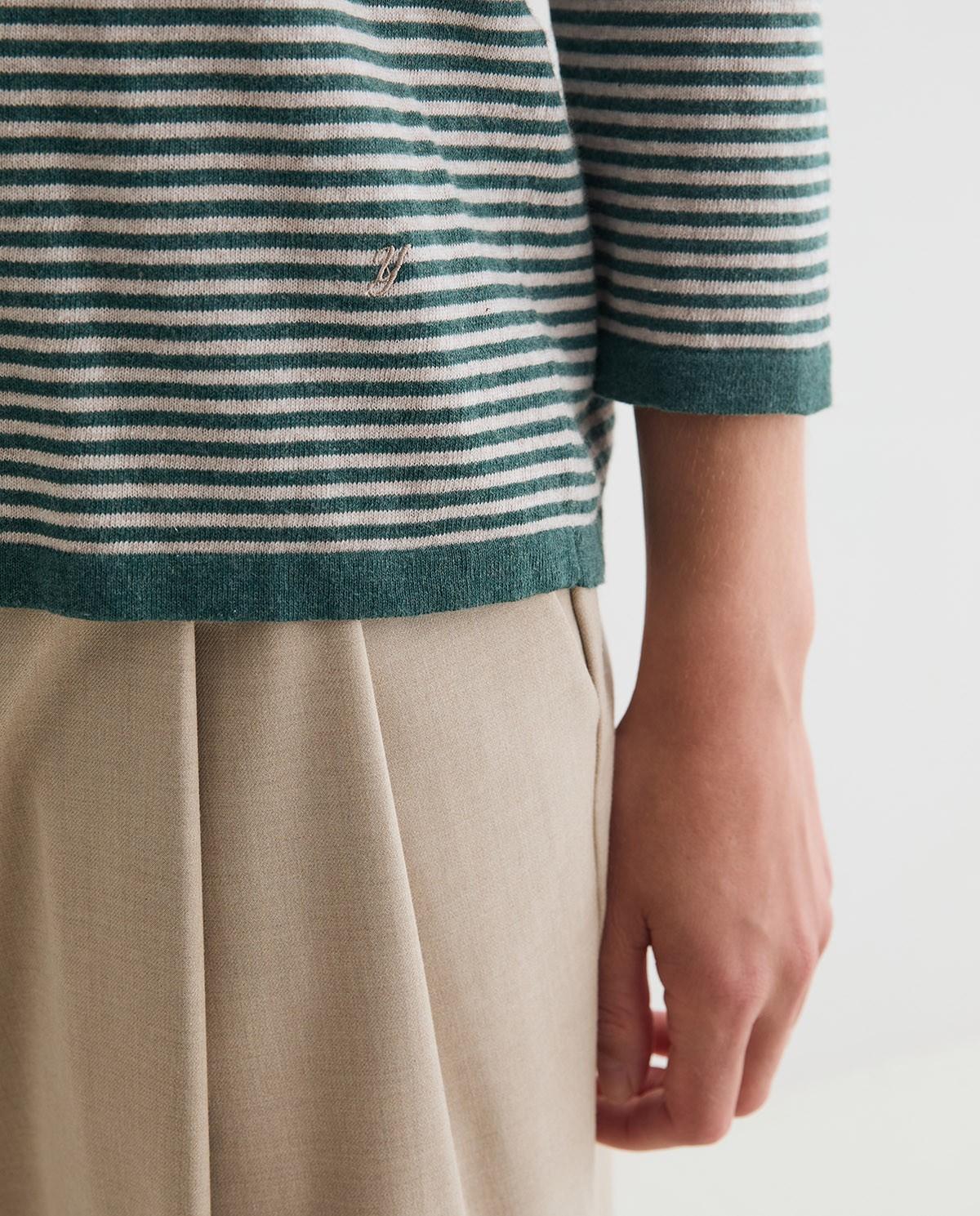 Jersey de mujer de punto fino con cuello redondo - Yerse - Bicolor Bicolor-4
