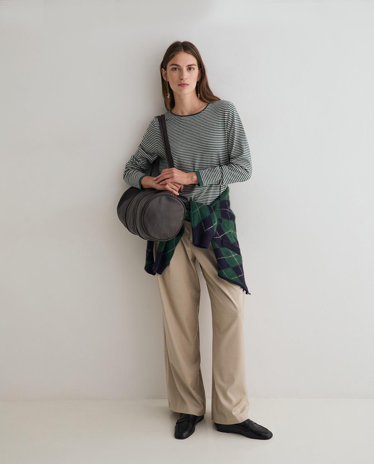 Jersey de mujer de punto fino con cuello redondo - Yerse - Bicolor Bicolor-5
