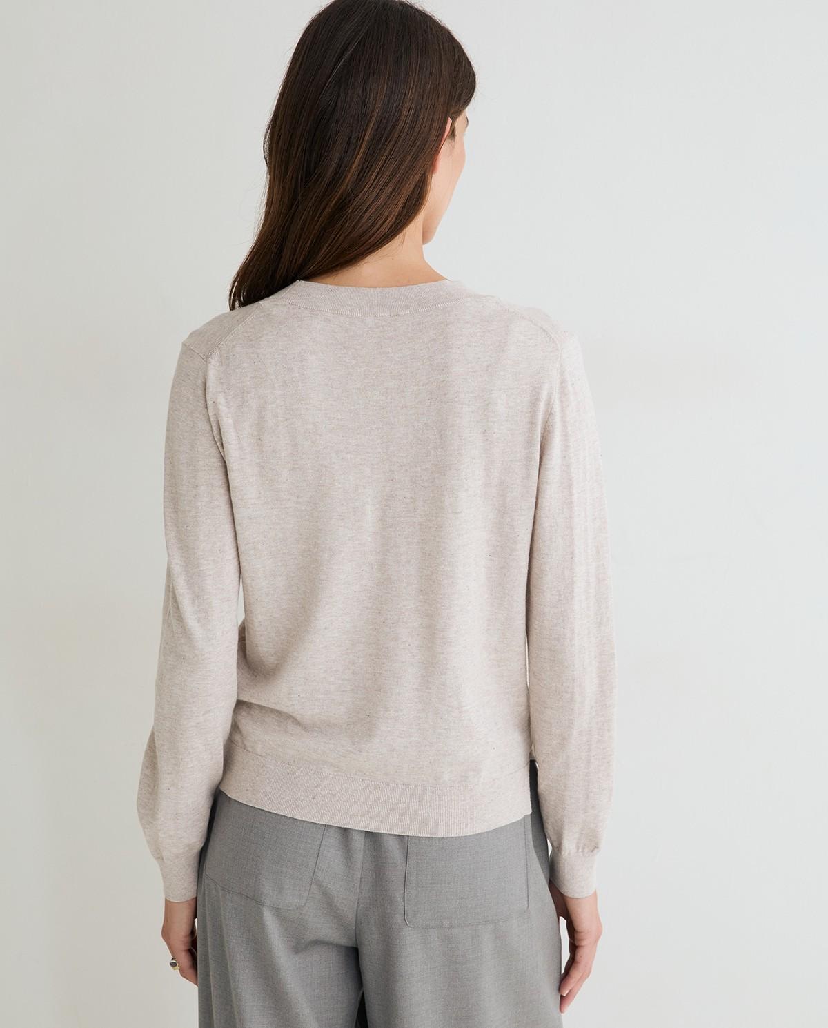 Jersey de mujer de punto fino con cuello pico - Yerse - Natural Natural-3
