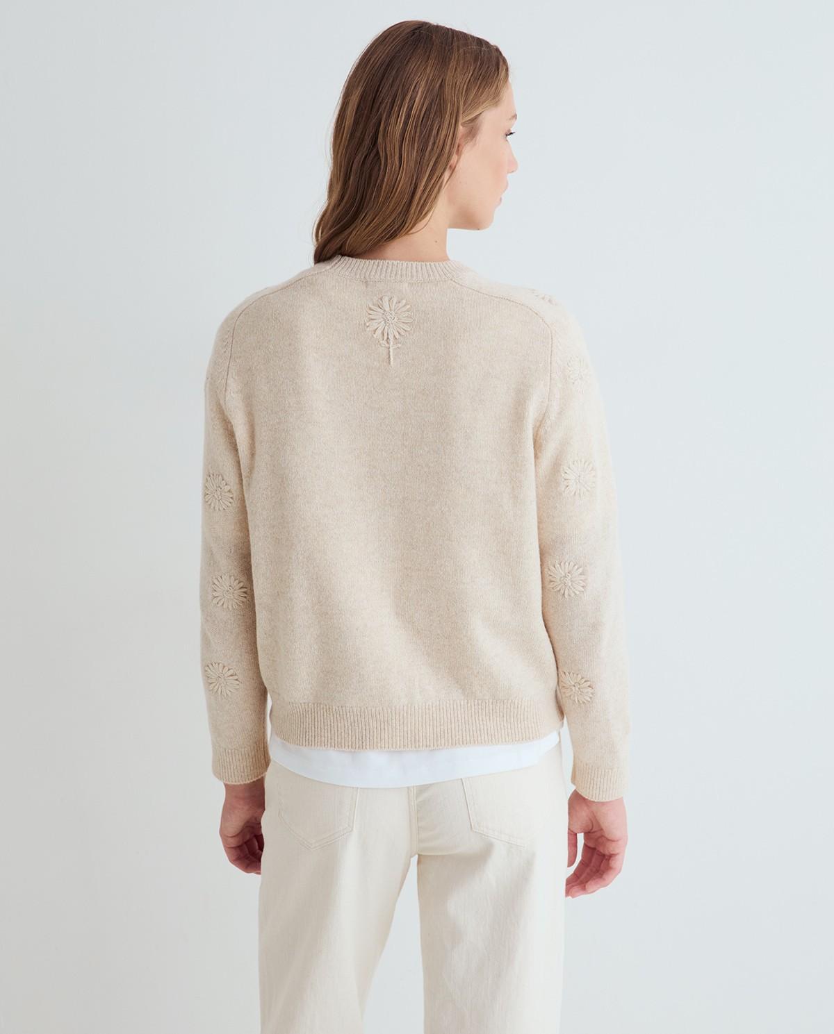 Imagen 3 de Jersey de mujer con mezcla de lana y bordados - Yerse - Natural Natural
