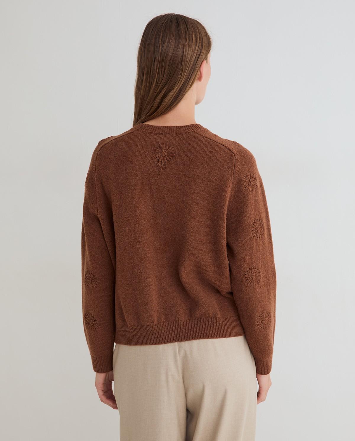 Imagen 2 de Jersey de mujer con mezcla de lana y bordados - Yerse - Marrón Marrón