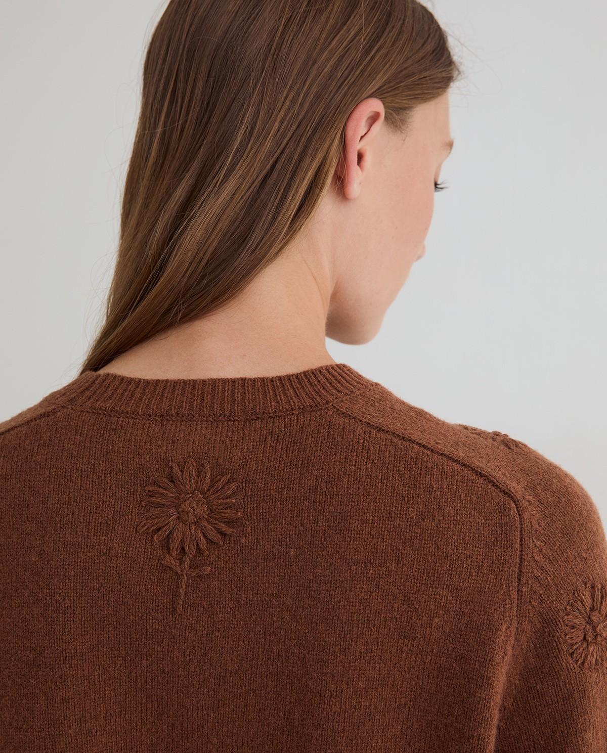 Imagen 3 de Jersey de mujer con mezcla de lana y bordados - Yerse - Marrón Marrón