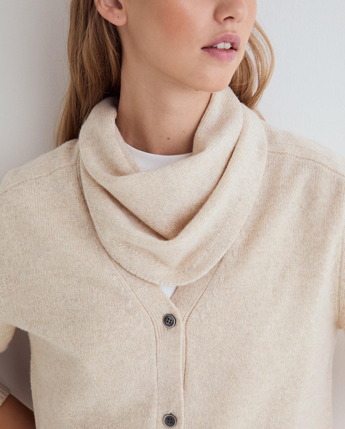 Cárdigan de mujer con escote pico y pañuelo extraíble - Yerse - Natural Natural-2