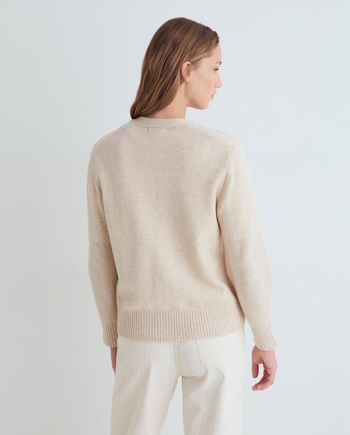 Cárdigan de mujer con escote pico y pañuelo extraíble - Yerse - Natural Natural-4