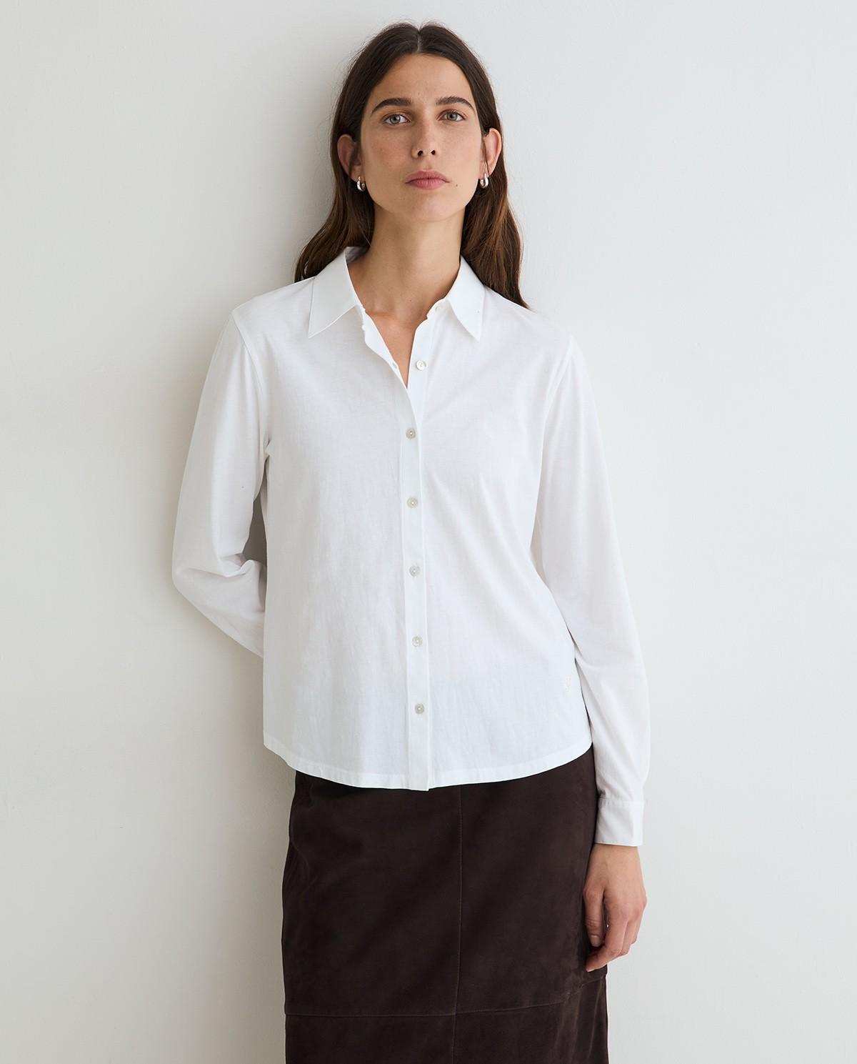 Camisa de mujer bimatería popelín - Yerse - Blanco Blanco-1