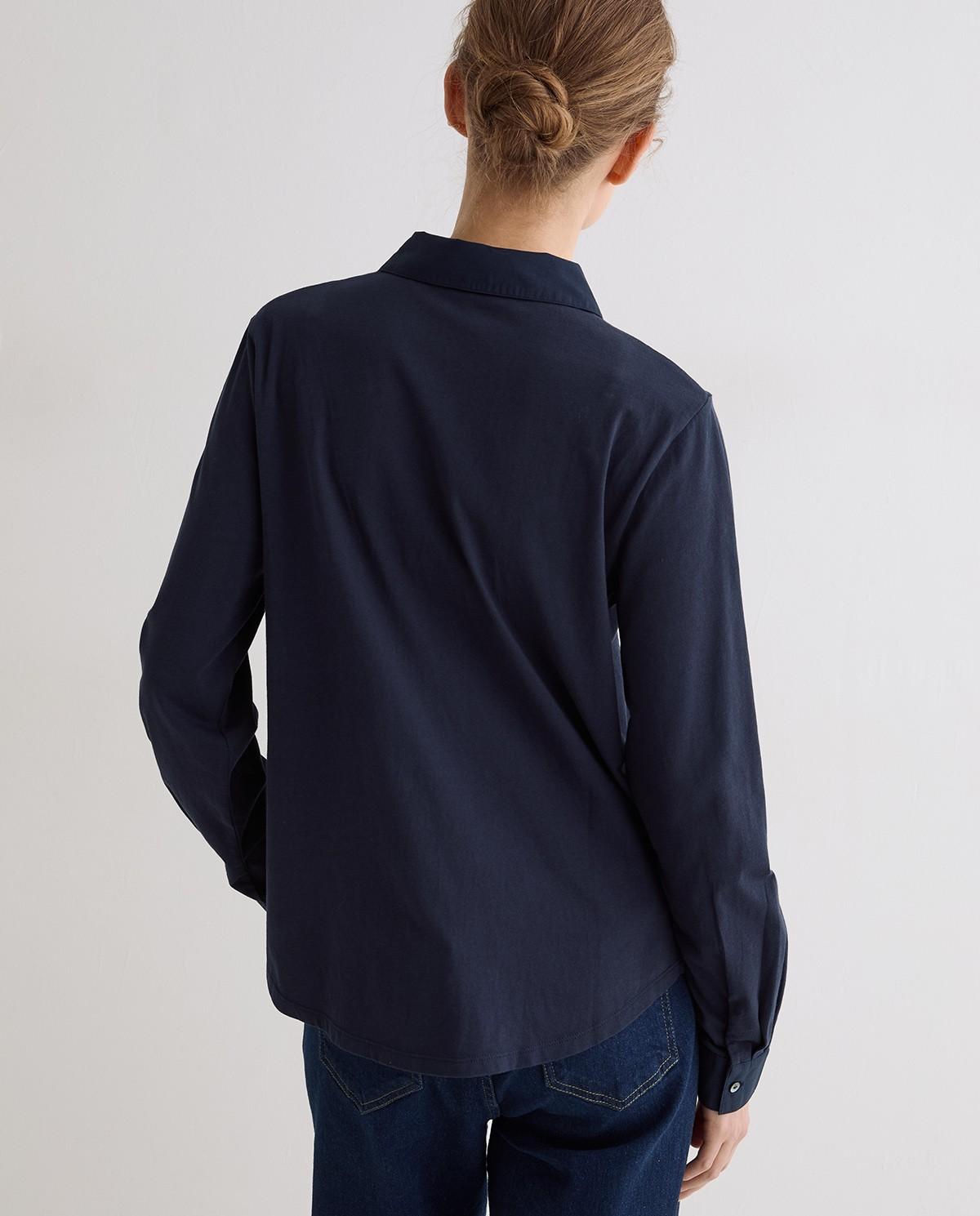Camisa de mujer bimatería popelín - Yerse - Azul oscuro Azul oscuro-3
