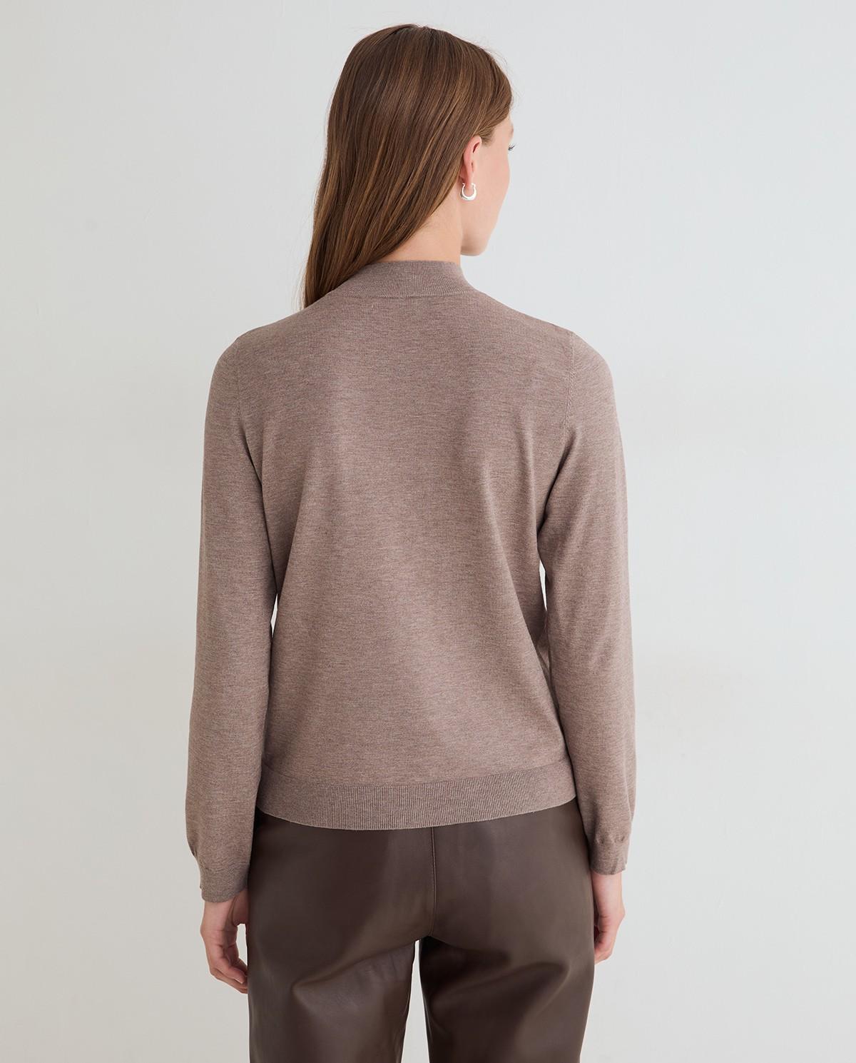 Jersey de mujer de punto fino con cuello perkins - Yerse - Gris Gris-3