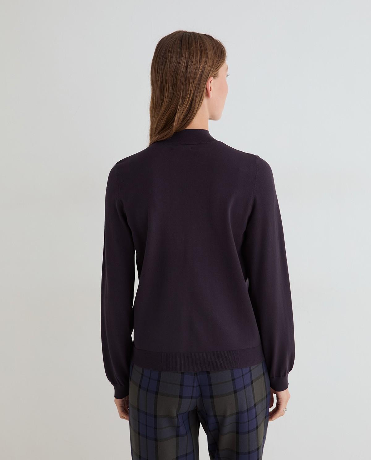 Jersey de mujer de punto fino con cuello perkins - Yerse - Azul oscuro Azul oscuro-4