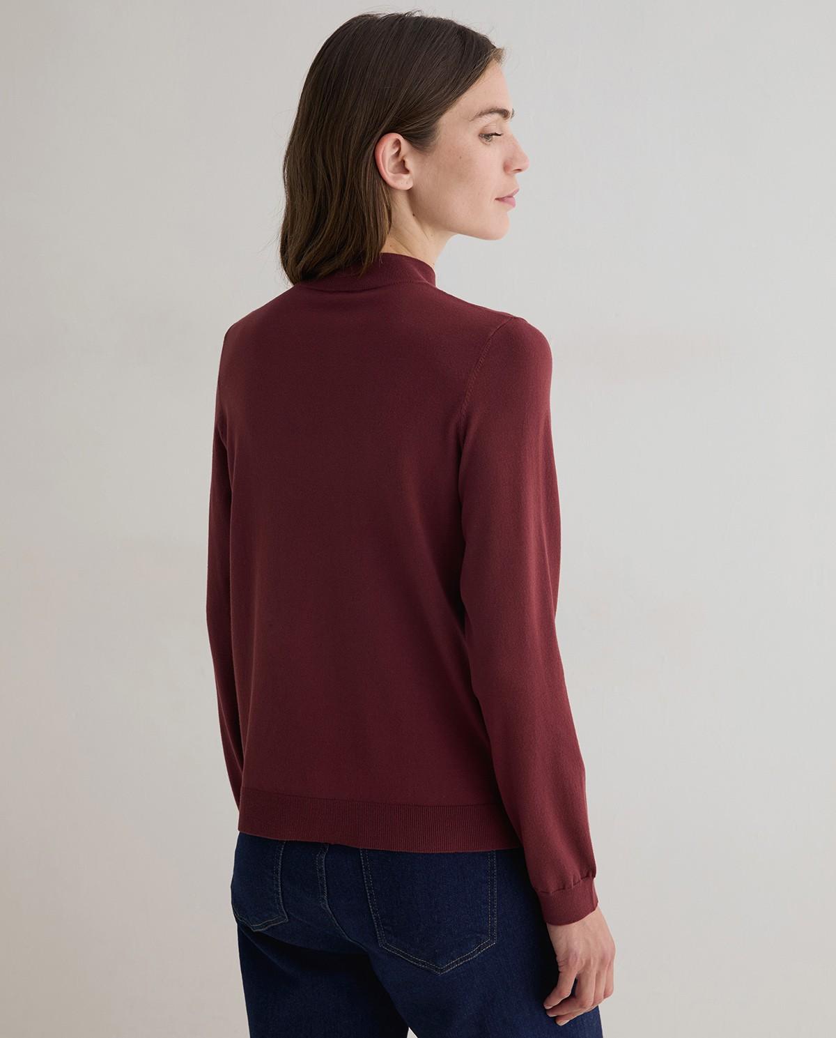 Jersey de mujer punto fino con cuello perkins - Yerse - Granate Granate-3