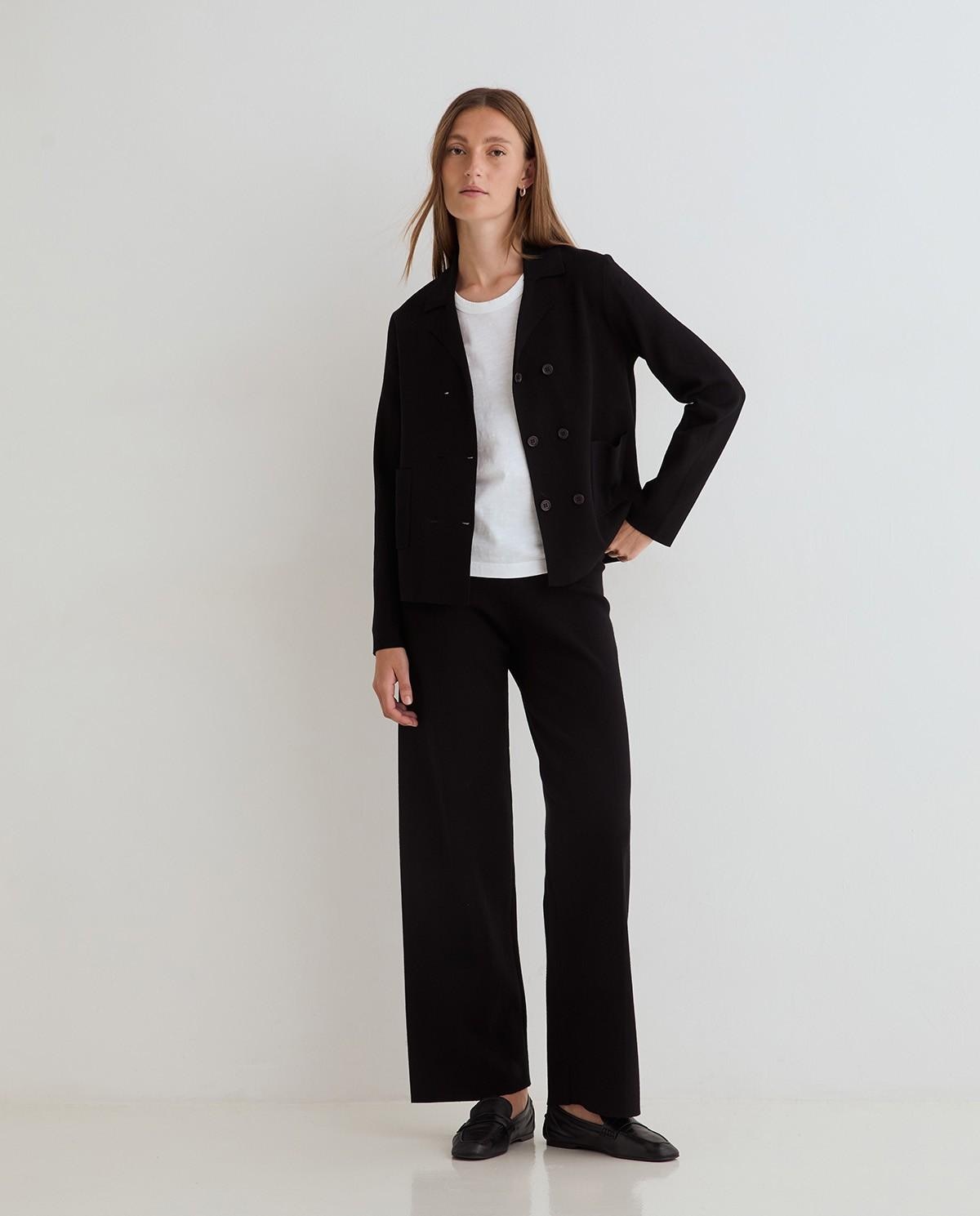 Americana de mujer cruzada con doble botonadura - Yerse - Negro Negro-5