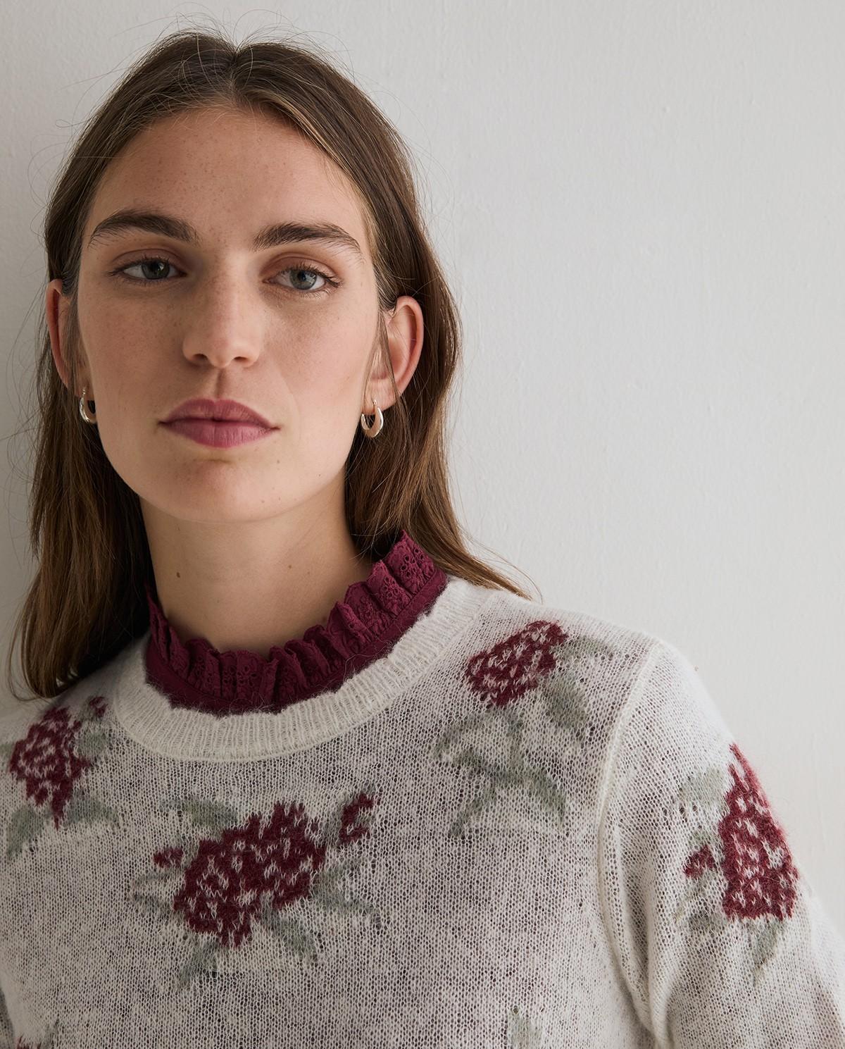 Jersey de mujer de punto con jacquard - Yerse - Blanco Blanco-2