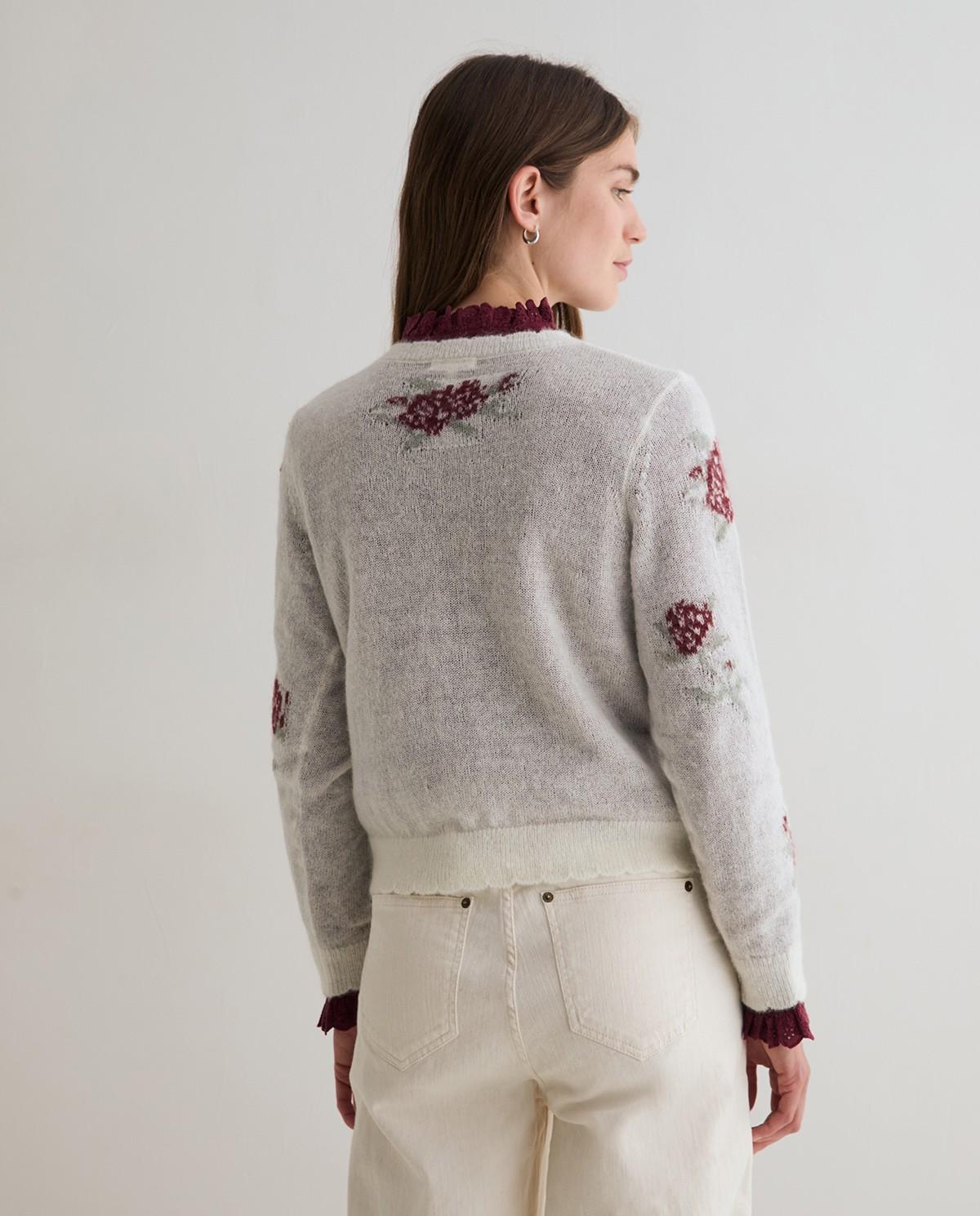 Jersey de mujer de punto con jacquard - Yerse - Blanco Blanco-3