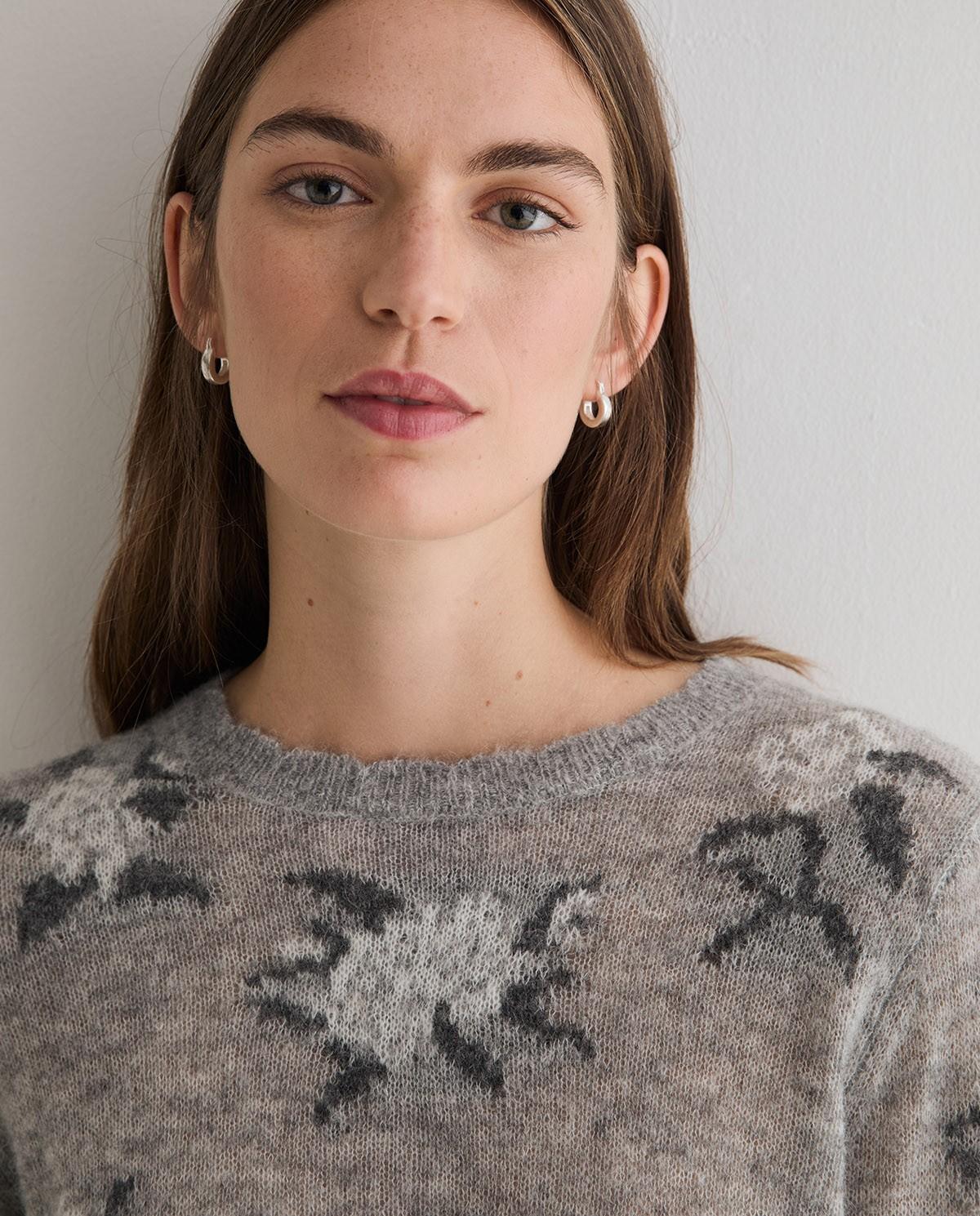 Jersey de mujer de punto con jacquard - Yerse - Gris Gris-2
