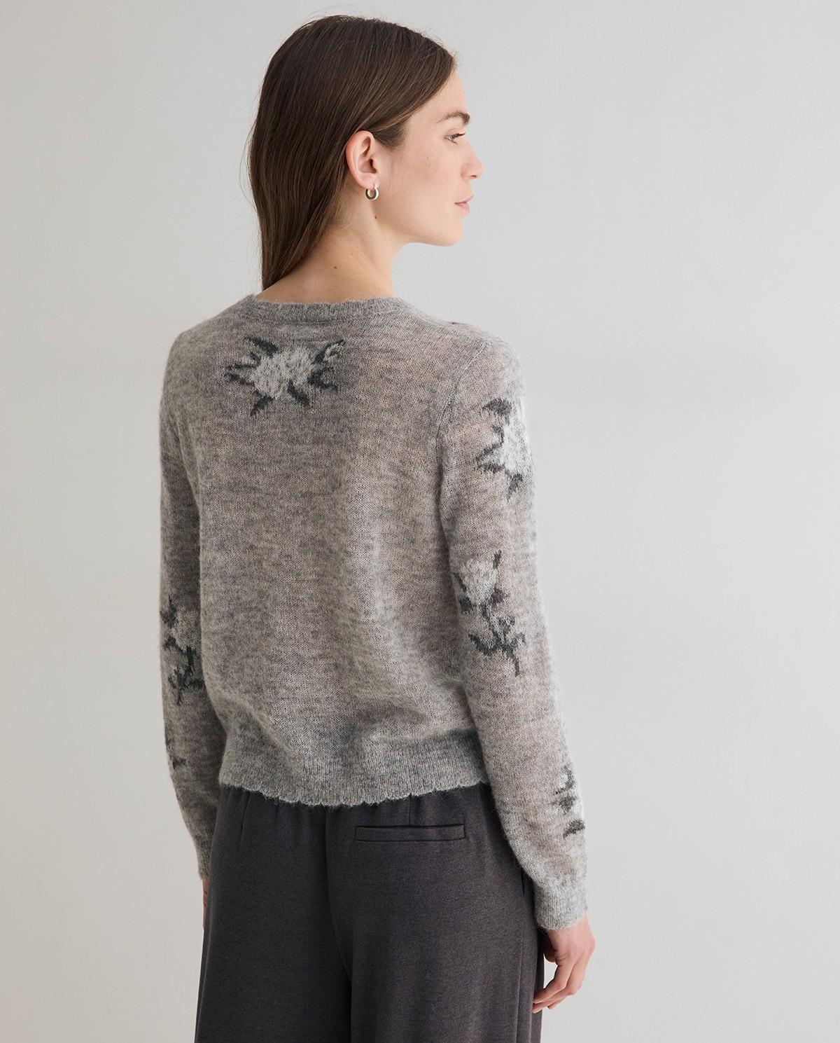 Jersey de mujer de punto con jacquard - Yerse - Gris Gris-4