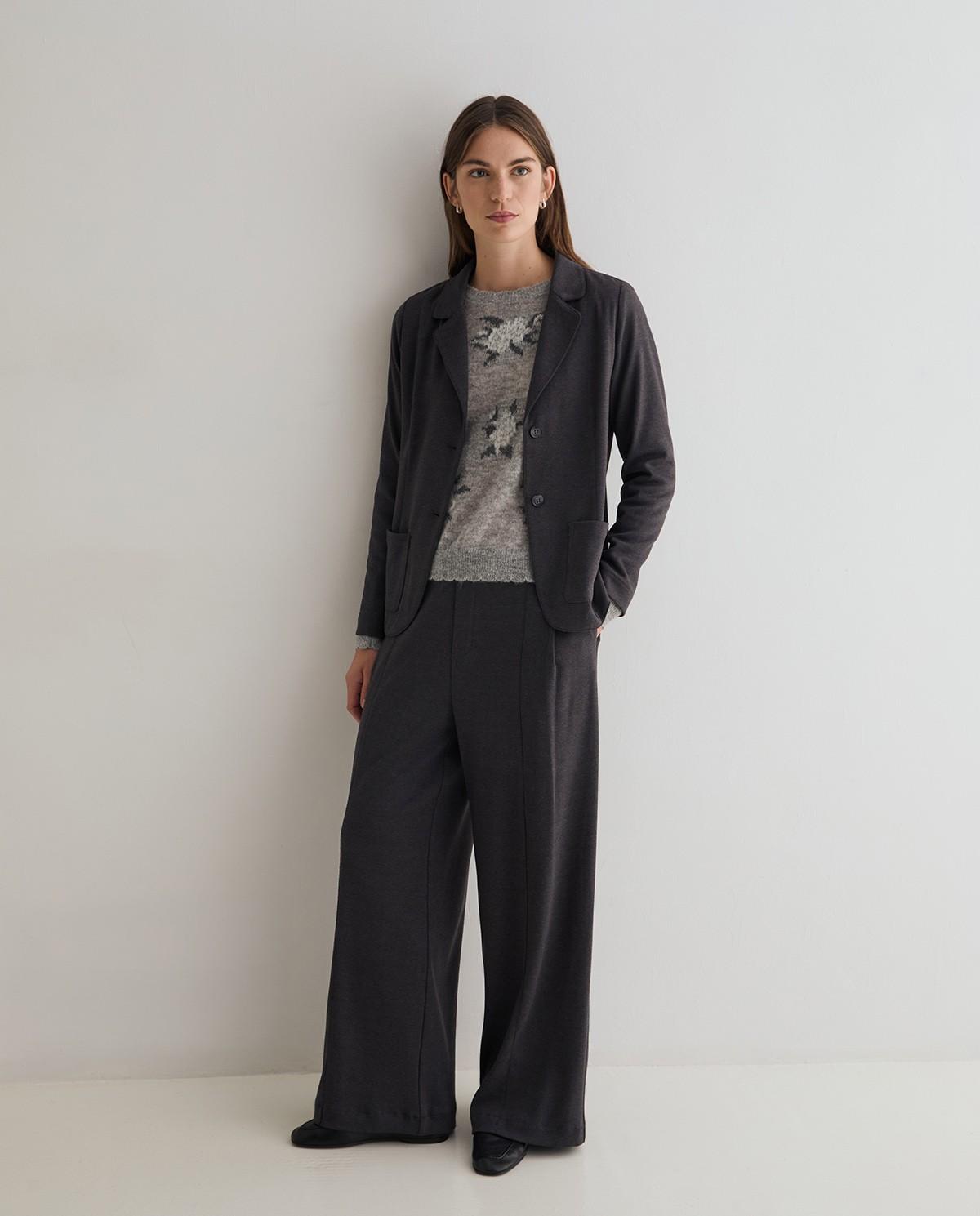 Jersey de mujer de punto con jacquard - Yerse - Gris Gris-5