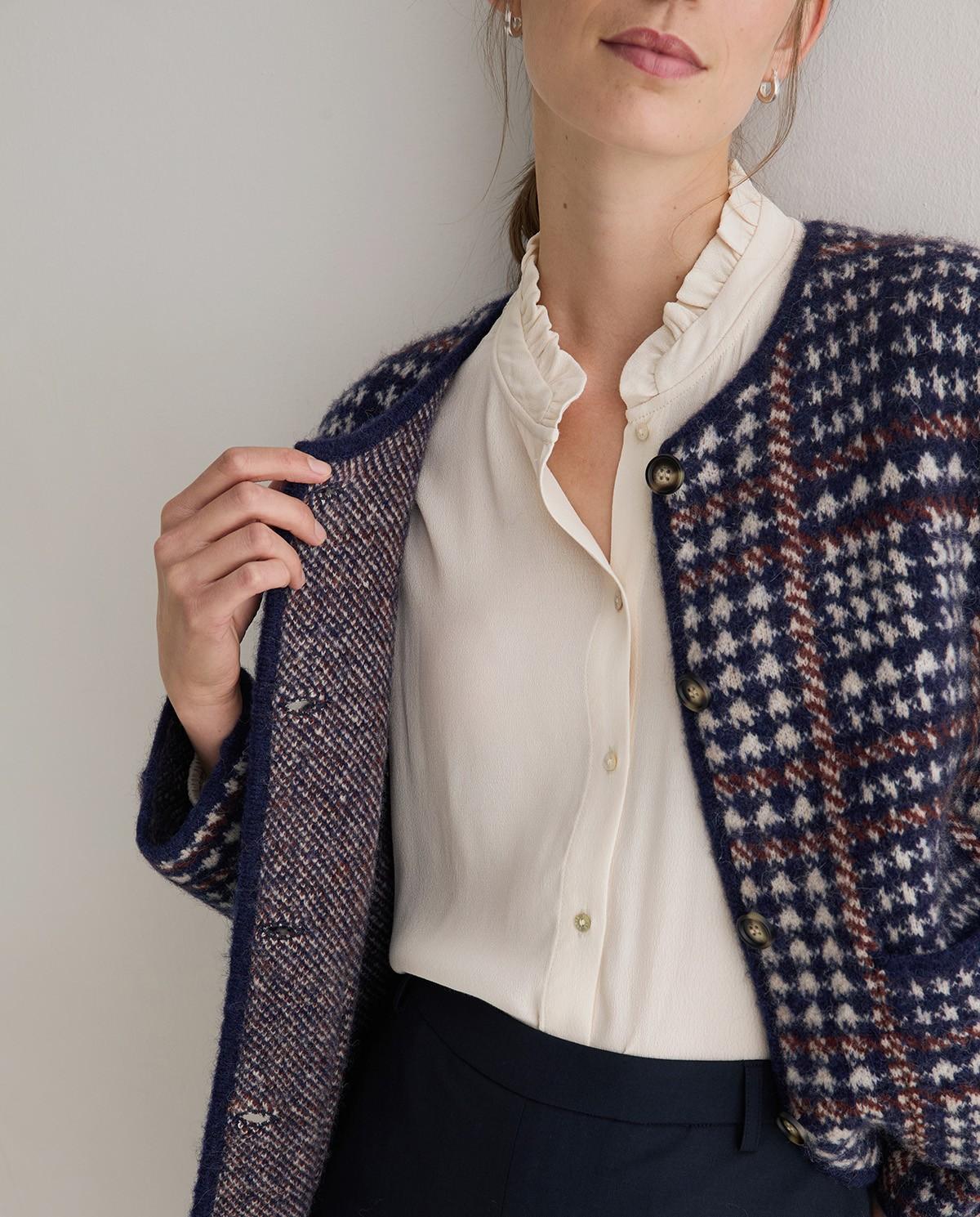 Cárdigan de mujer de punto jacquard con bolsillos - Yerse - Multicolor Multicolor-3