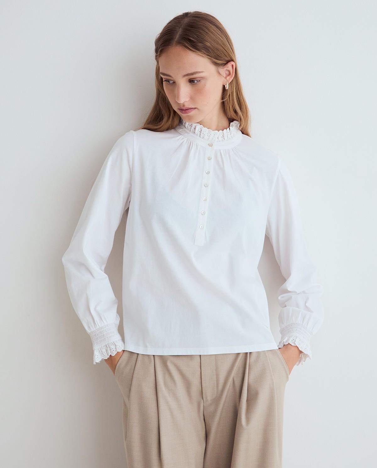Imagen 1 de Camisa de mujer de manga larga detalle volantes - Yerse - Blanco Blanco