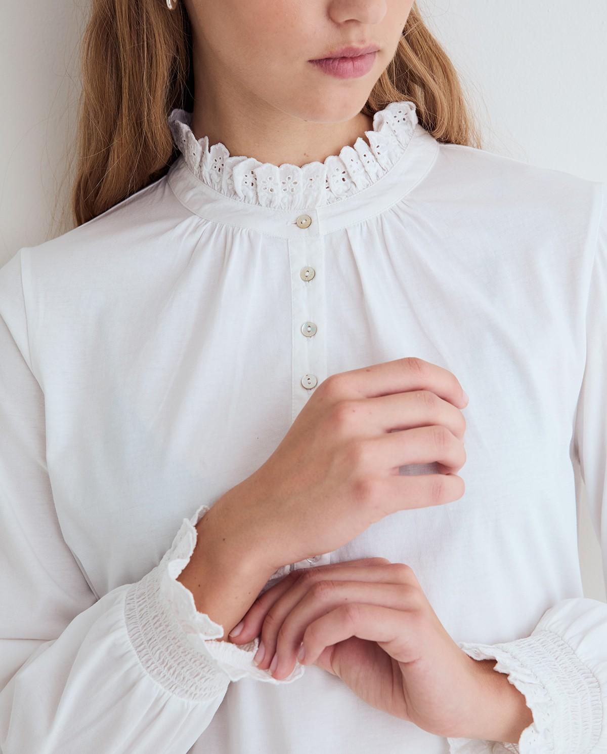 Imagen 2 de Camisa de mujer de manga larga detalle volantes - Yerse - Blanco Blanco
