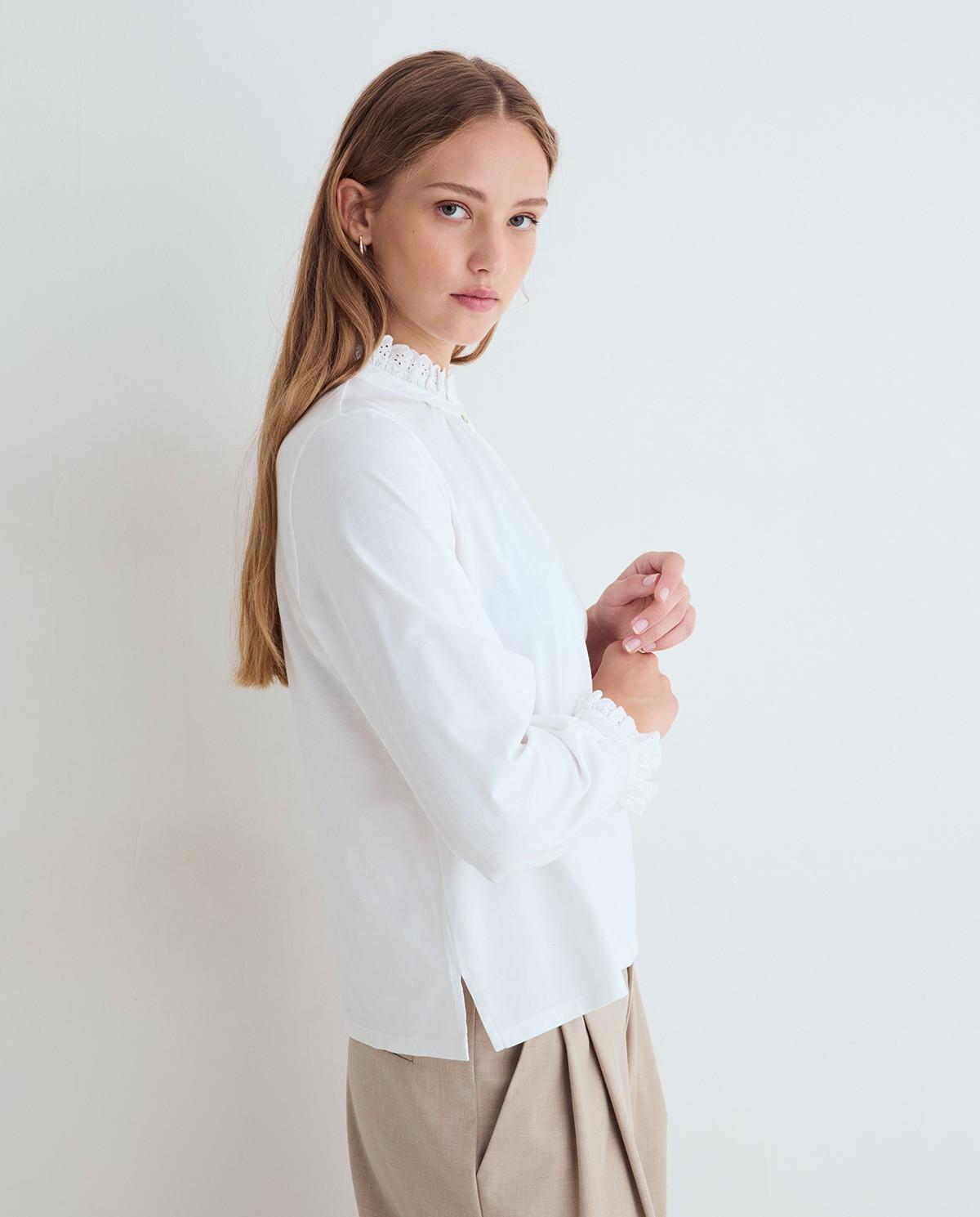 Imagen 3 de Camisa de mujer de manga larga detalle volantes - Yerse - Blanco Blanco
