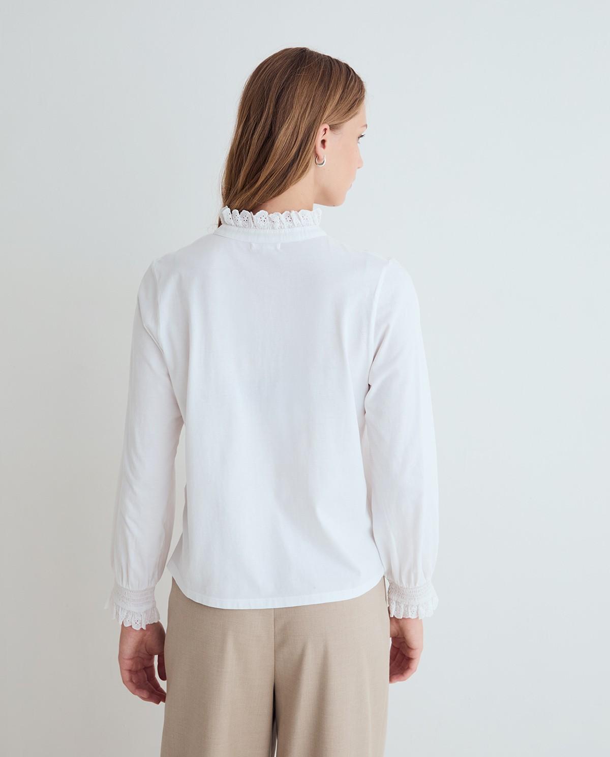 Imagen 4 de Camisa de mujer de manga larga detalle volantes - Yerse - Blanco Blanco