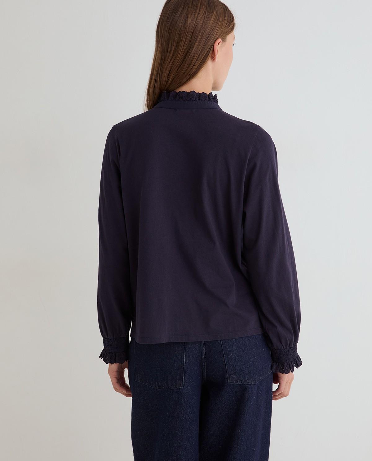 Imagen 4 de Camisa de mujer de manga larga detalle volantes - Yerse - Azul oscuro Azul oscuro