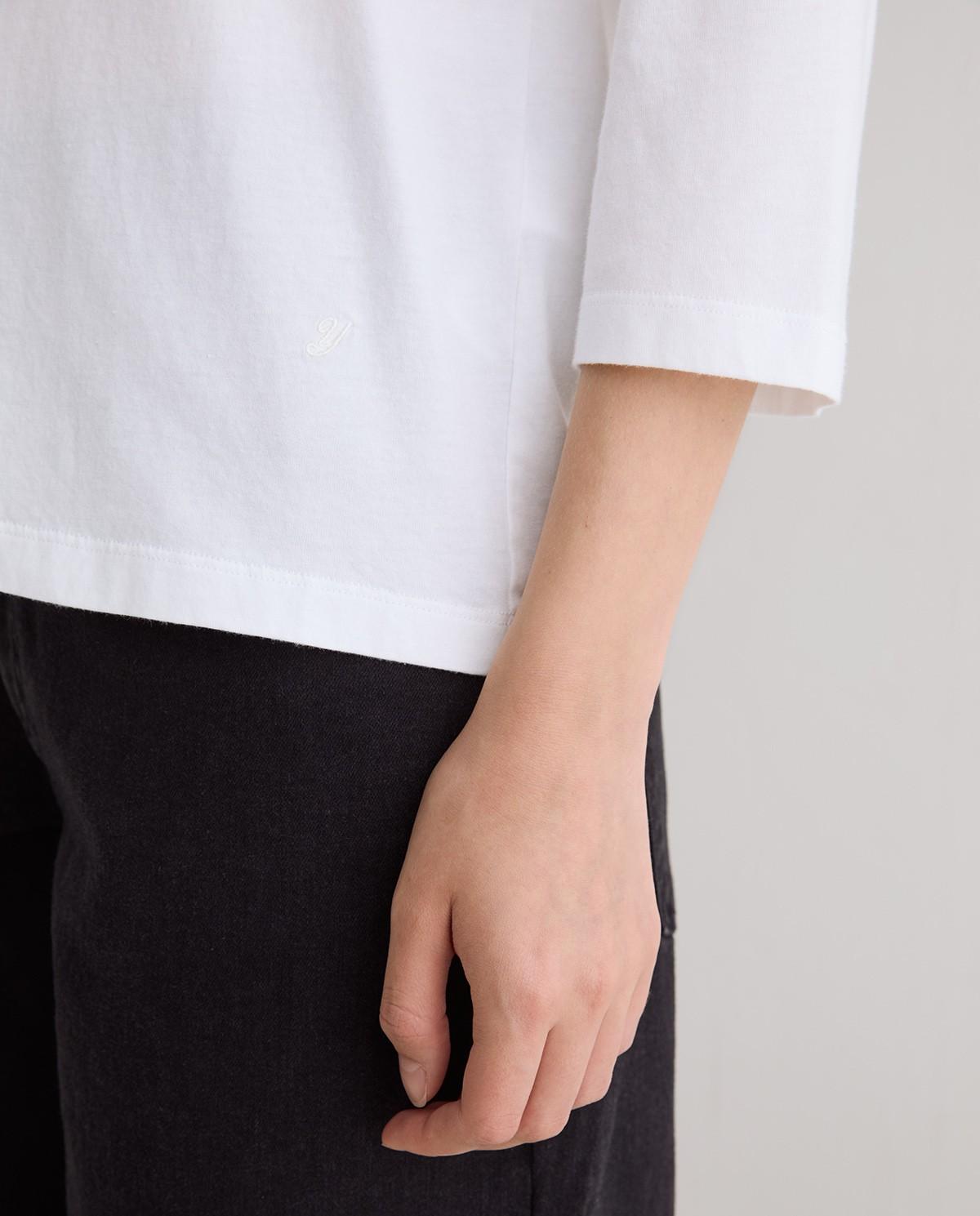 Camiseta básica de mujer con escote en pico de algodón orgánico - Yerse - Blanco Blanco-4