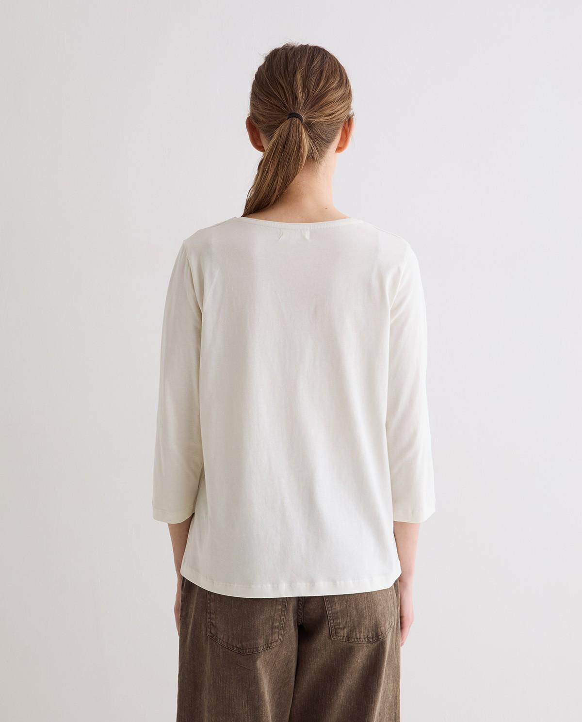 Camiseta básica de mujer con escote en pico de algodón orgánico - Yerse - Natural Natural-3