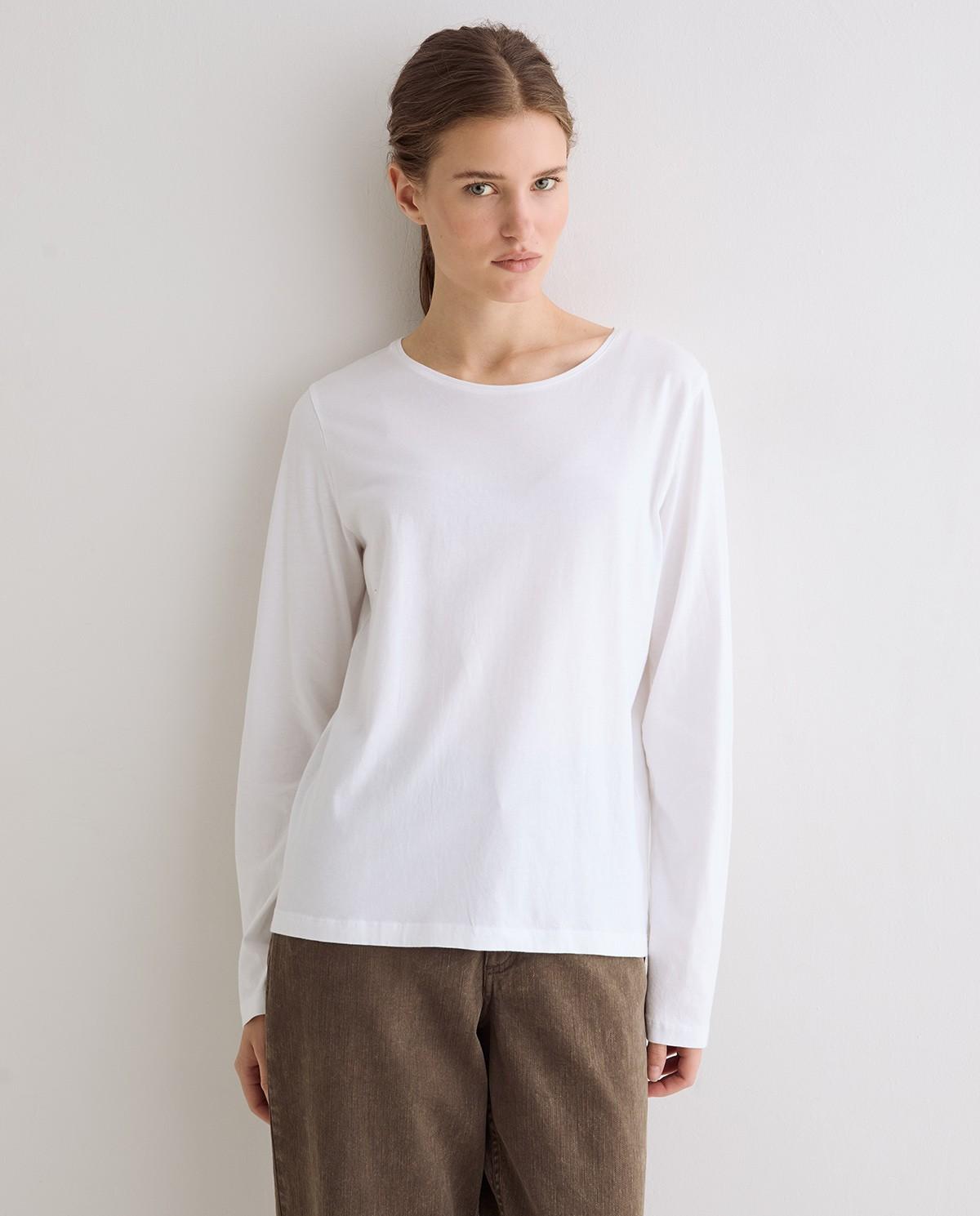 Imagen 1 de Camiseta básica de mujer de manga larga con cuello redondo - Yerse - Blanco Blanco