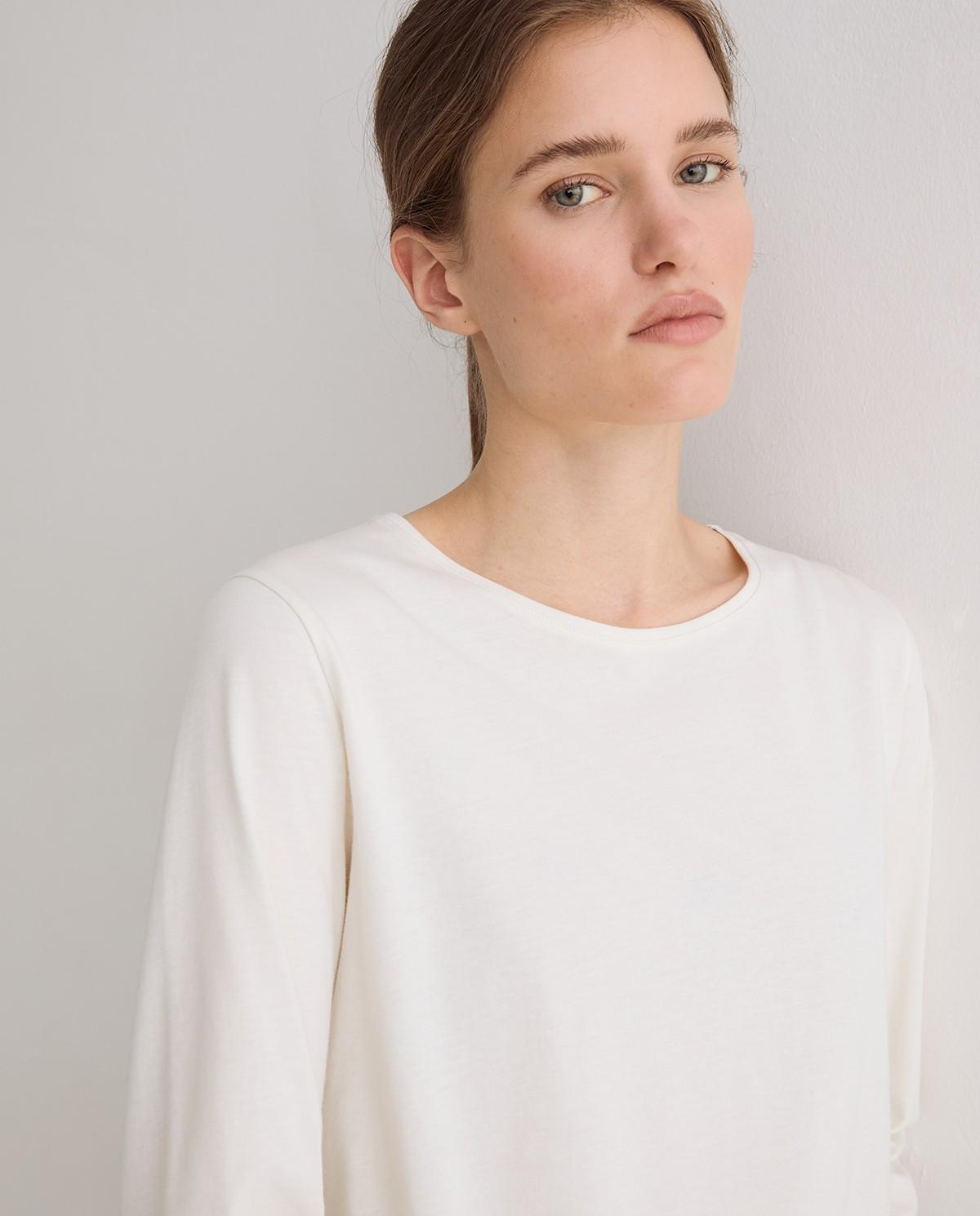 Camiseta básica de mujer de manga larga de algodón orgánico - Yerse - Natural Natural-3