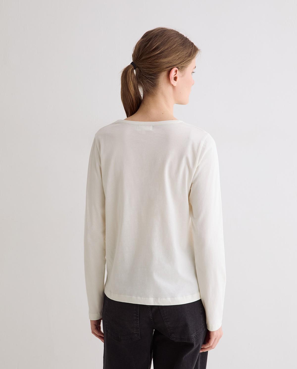 Camiseta básica de mujer de manga larga de algodón orgánico - Yerse - Natural Natural-4