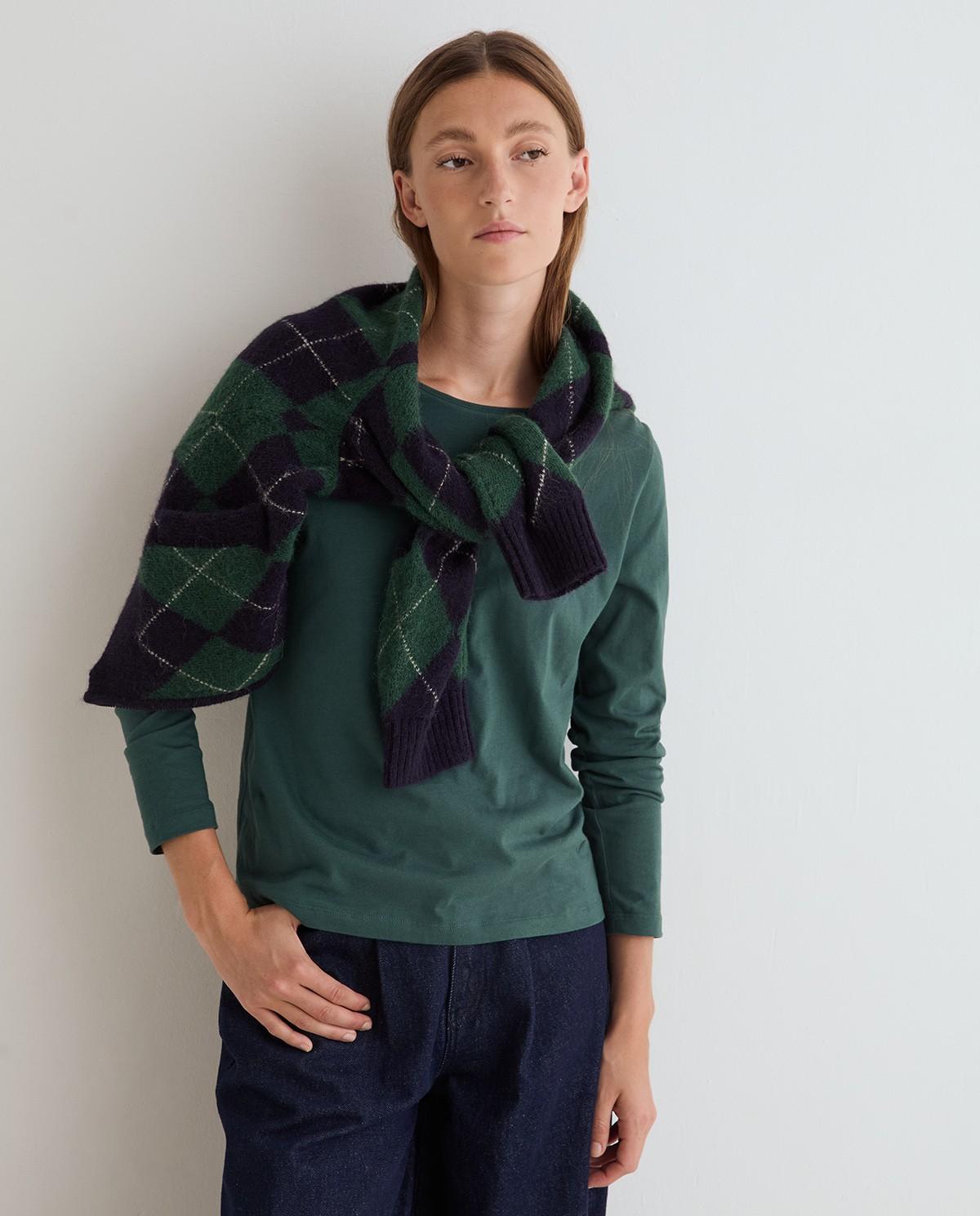 Imagen 0 de Camiseta básica de mujer de manga larga con cuello redondo Verde