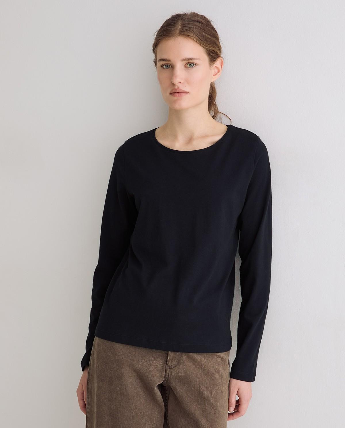 Imagen 2 de Camiseta básica de mujer de manga larga con cuello redondo - Yerse - Negro Negro