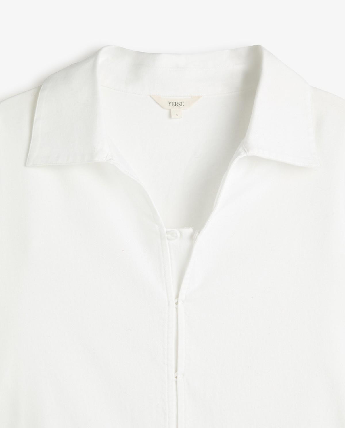Imagen 5 de Camisa polo de mujer con cuello camisero y manga larga - Yerse - Blanco Blanco