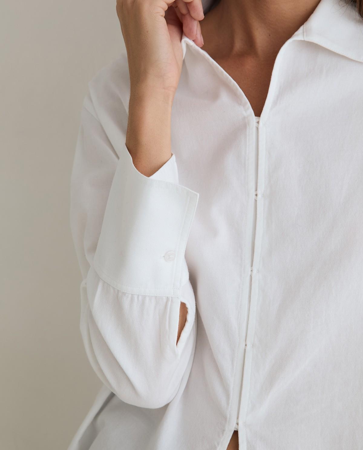 Imagen 3 de Camisa polo de mujer con cuello camisero y manga larga - Yerse - Blanco Blanco