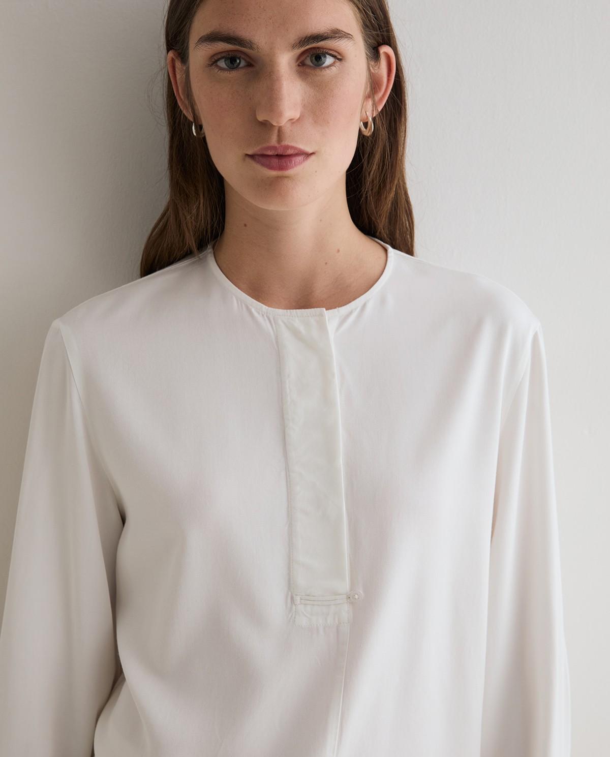 Imagen 2 de Camisa de mujer de manga larga con botones ocultos - Yerse - Blanco roto Blanco roto