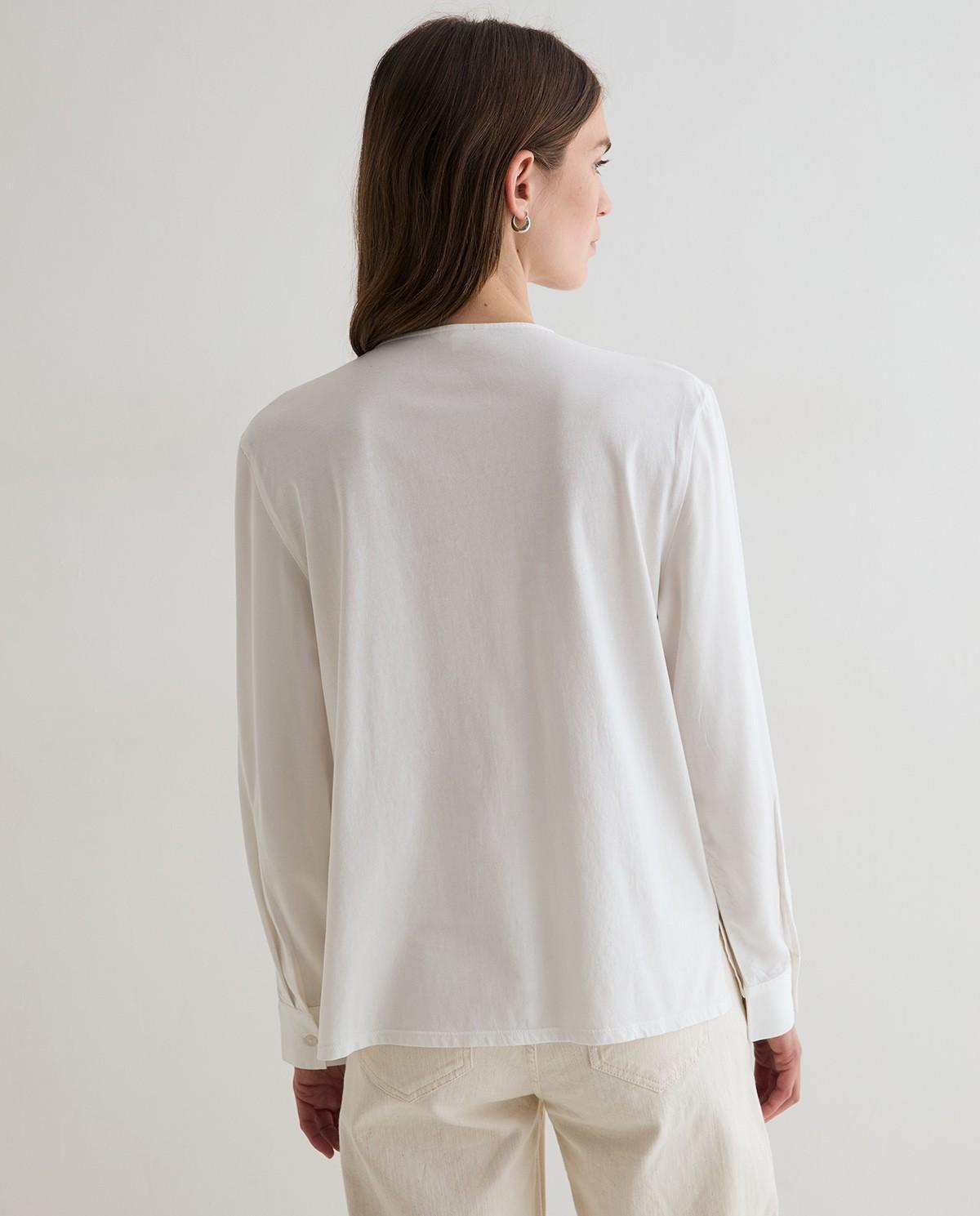Imagen 5 de Camisa de mujer de manga larga con botones ocultos - Yerse - Blanco roto Blanco roto