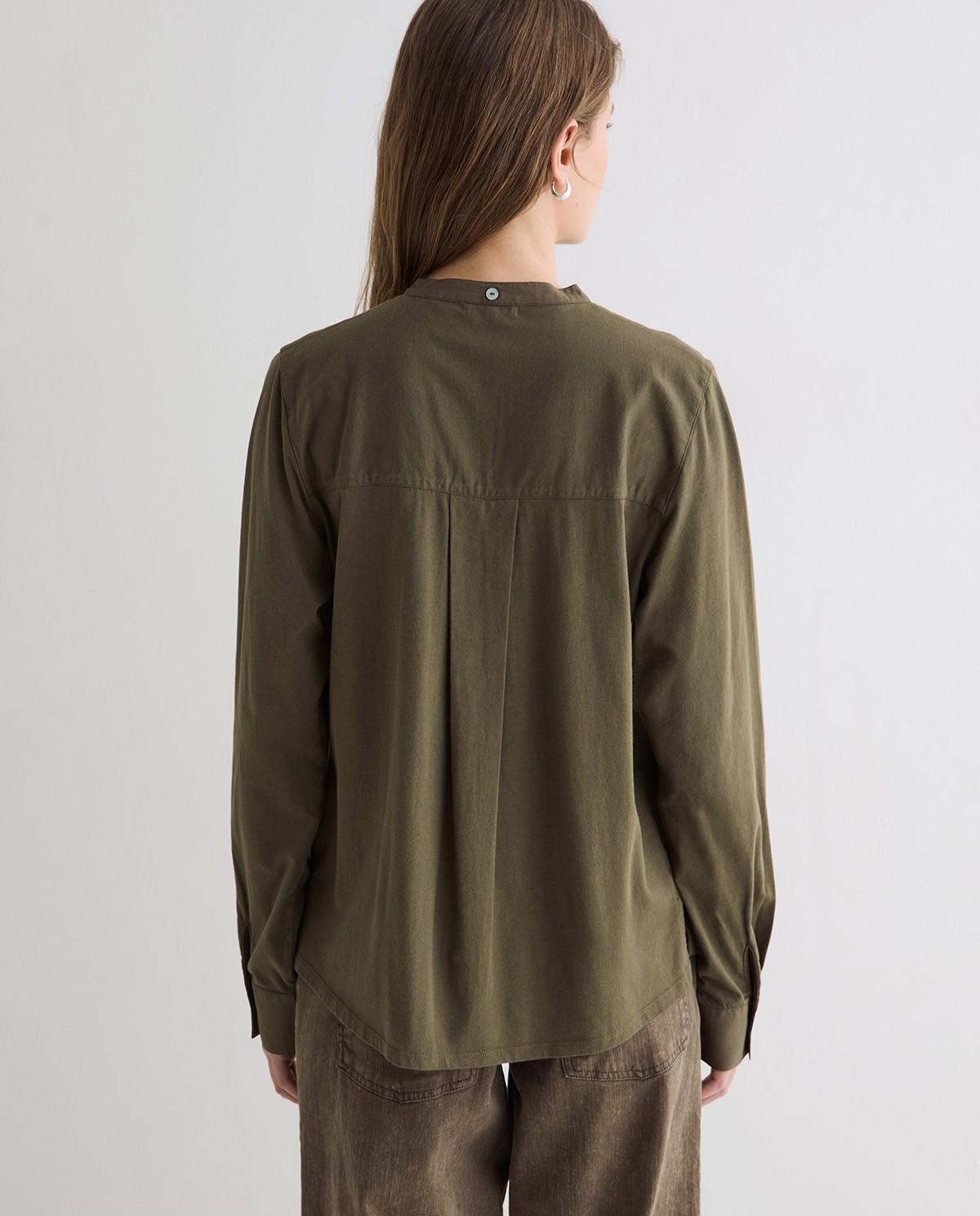 Camisa de mujer de manga larga con pañuelo extraíble - Yerse - Verde Verde-3