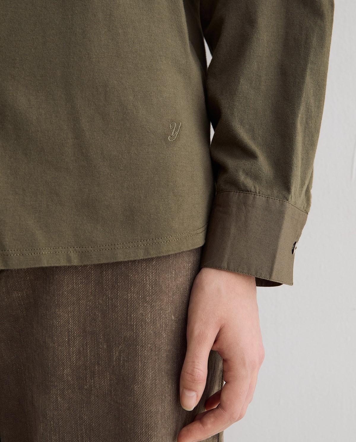 Camisa de mujer de manga larga con pañuelo extraíble - Yerse - Verde Verde-4