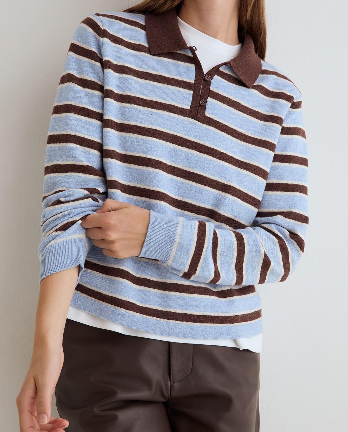 Imagen 1 de Jersey de punto fino de mujer con cuello polo y manga larga - Yerse - Azul Azul