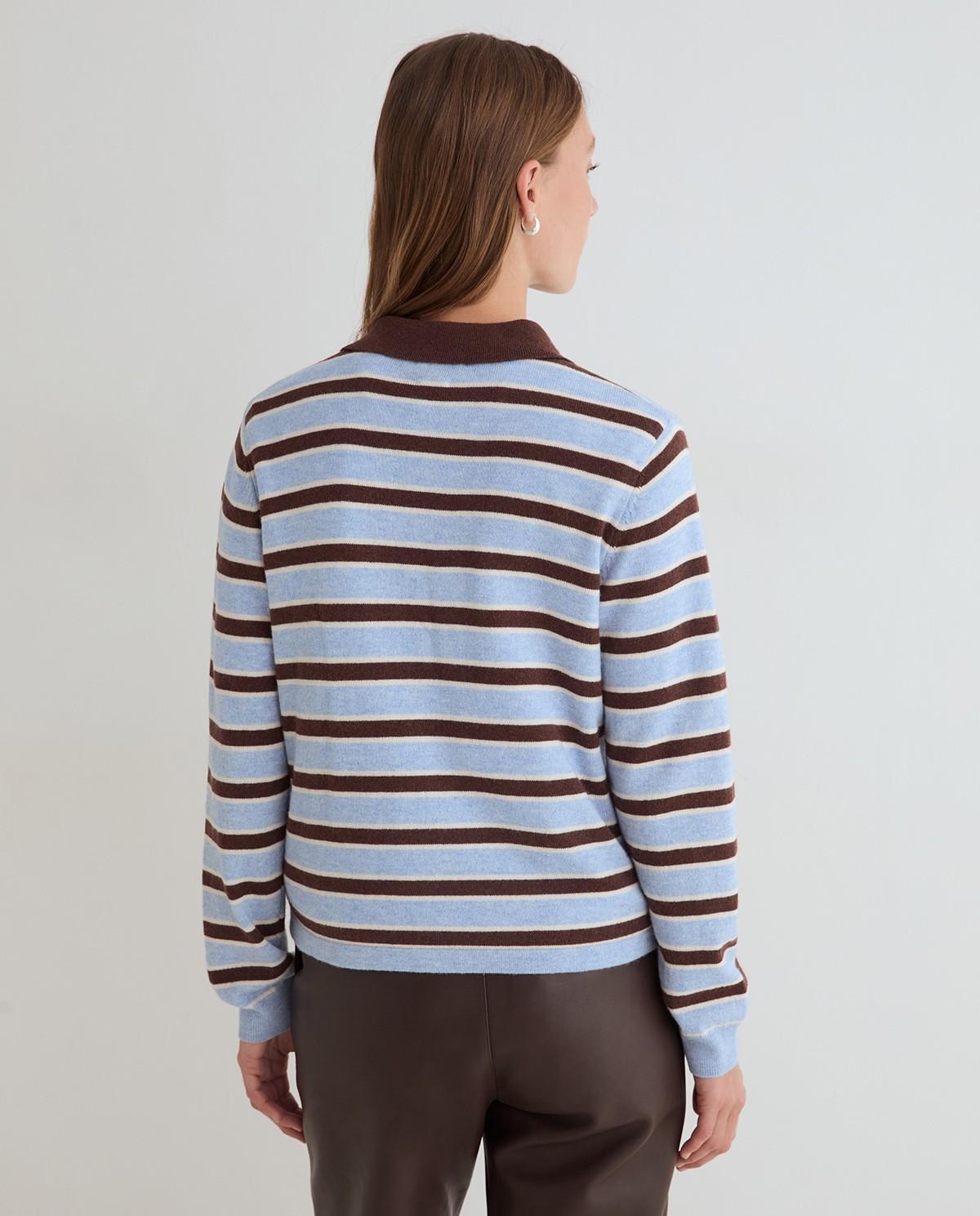 Imagen 4 de Jersey de punto fino de mujer con cuello polo y manga larga - Yerse - Azul Azul