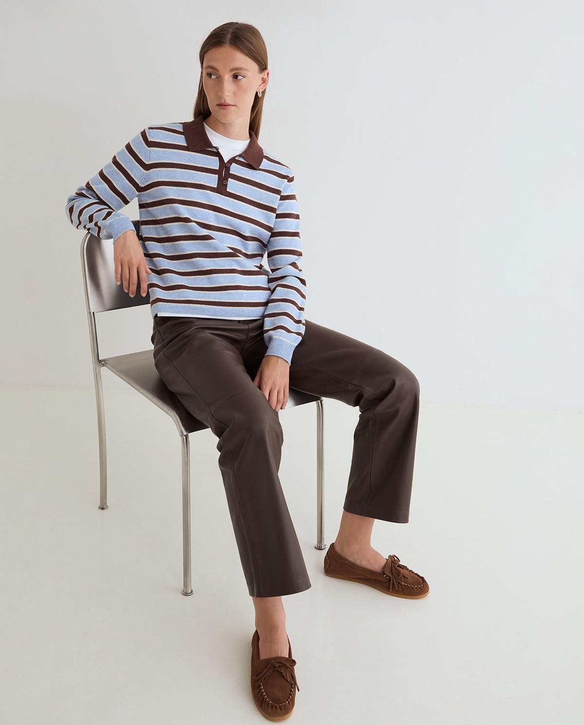 Imagen 5 de Jersey de punto fino de mujer con cuello polo y manga larga - Yerse - Azul Azul
