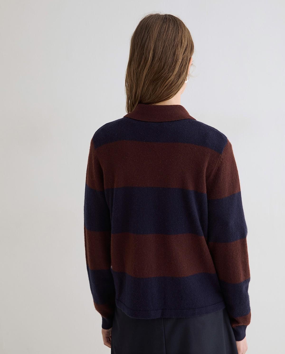 Imagen 4 de Jersey de punto fino de mujer con cuello polo y manga larga - Yerse - Marrón oscuro Marrón oscuro