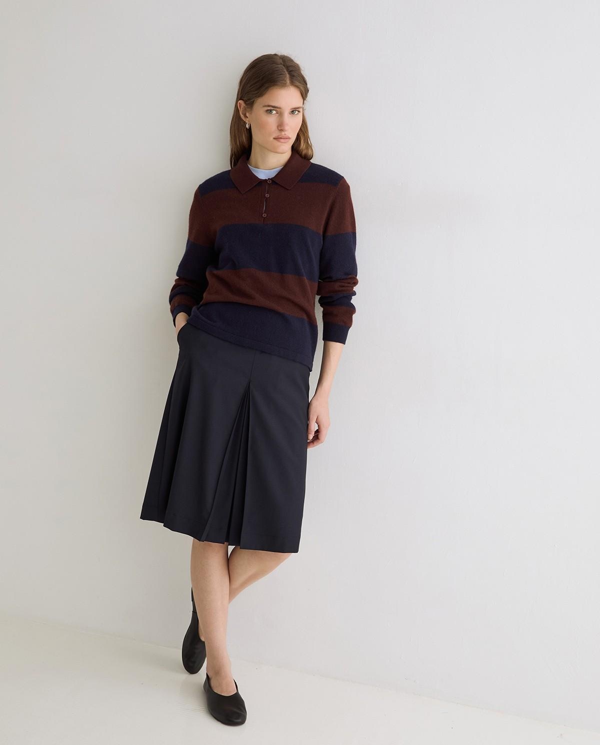 Imagen 5 de Jersey de punto fino de mujer con cuello polo y manga larga - Yerse - Marrón oscuro Marrón oscuro
