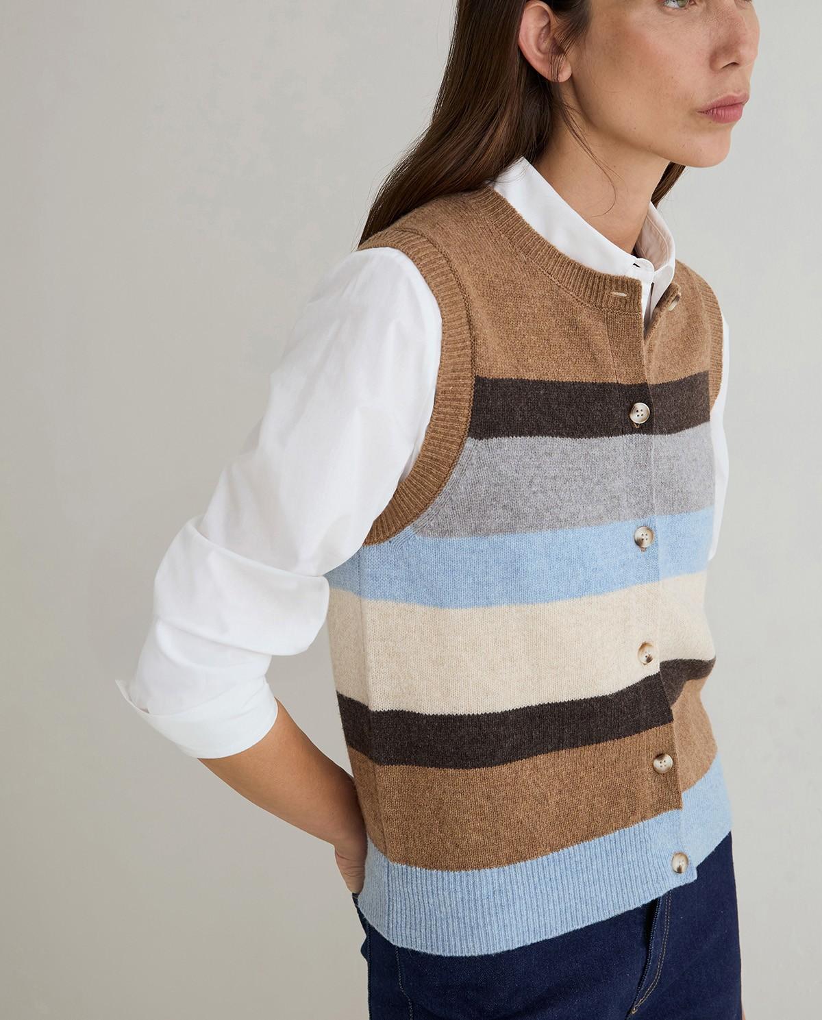 Imagen 1 de Chaleco de punto de mujer con cuello redondo Multicolor