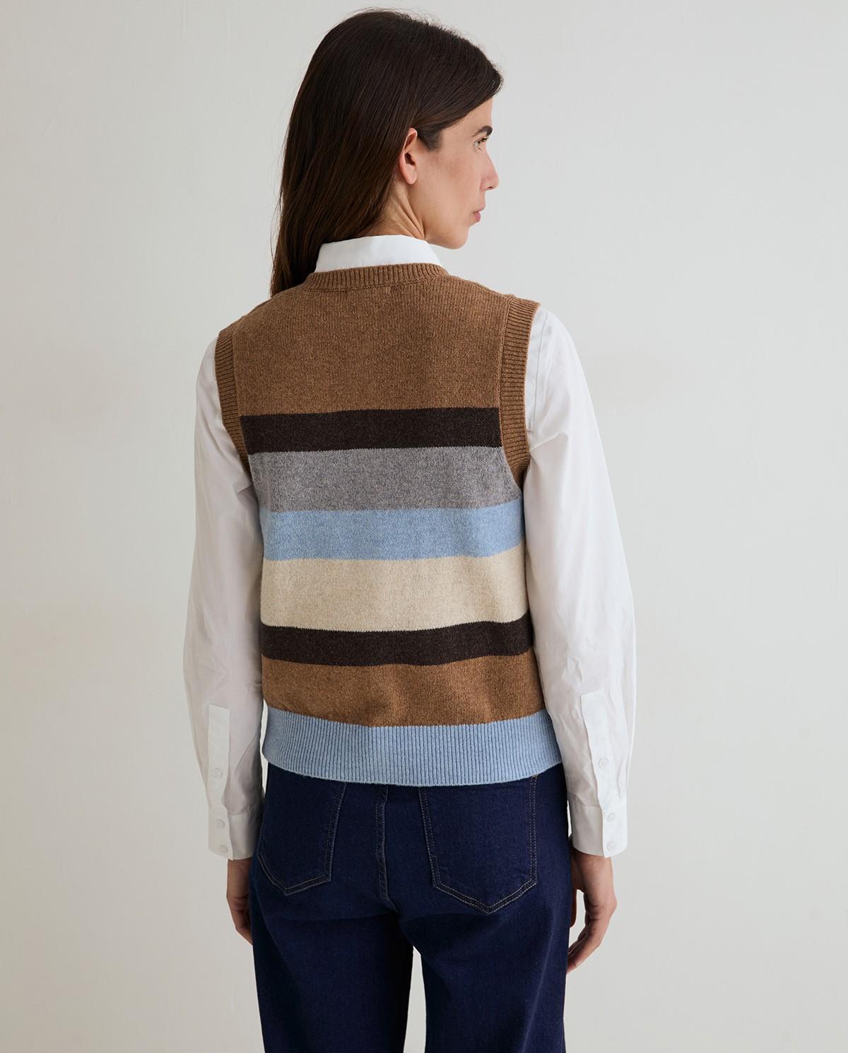 Imagen 3 de Chaleco de punto de mujer con cuello redondo - Yerse - Multicolor Multicolor