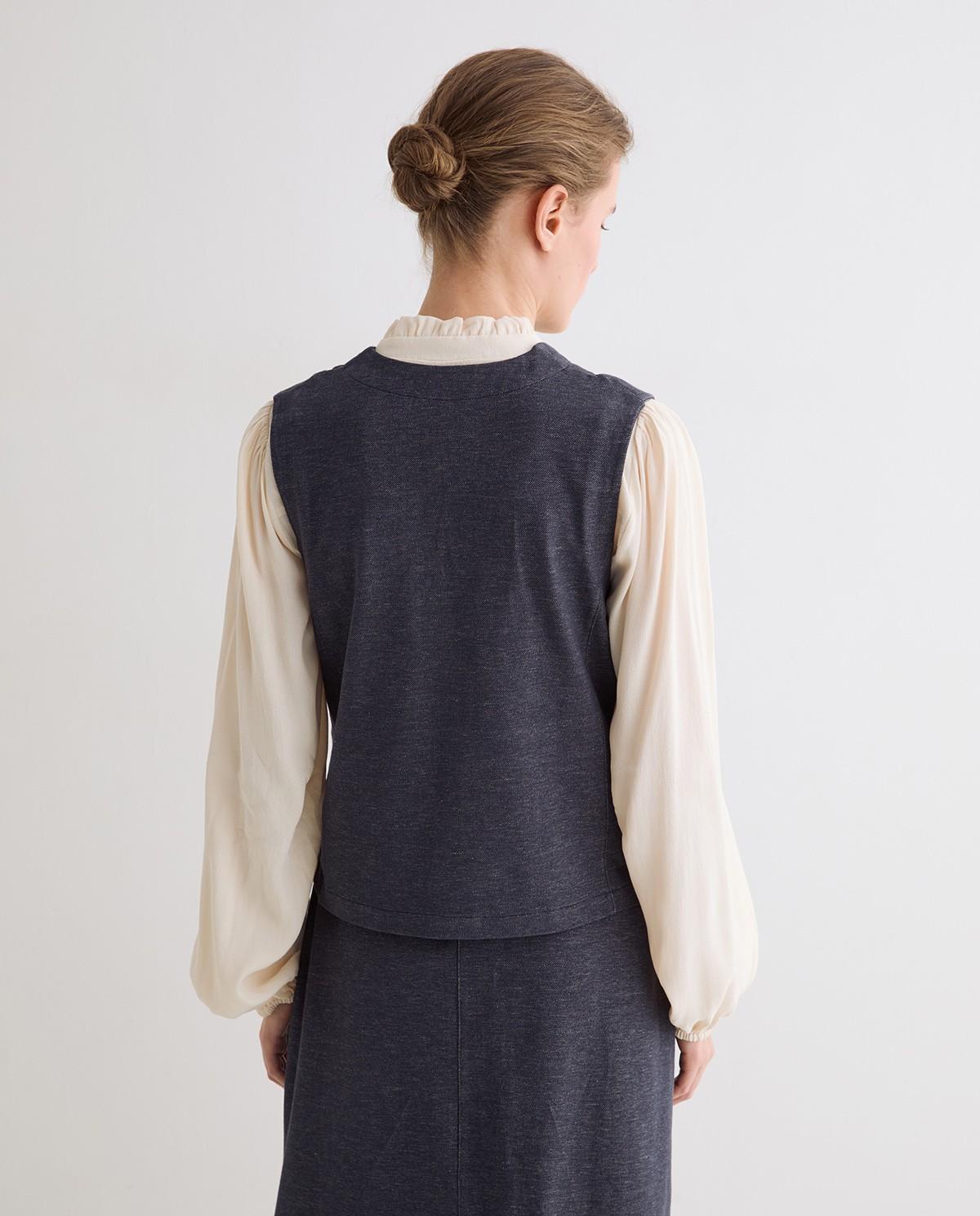 Chaleco de mujer efecto denim - Yerse - Azul oscuro Azul oscuro-4