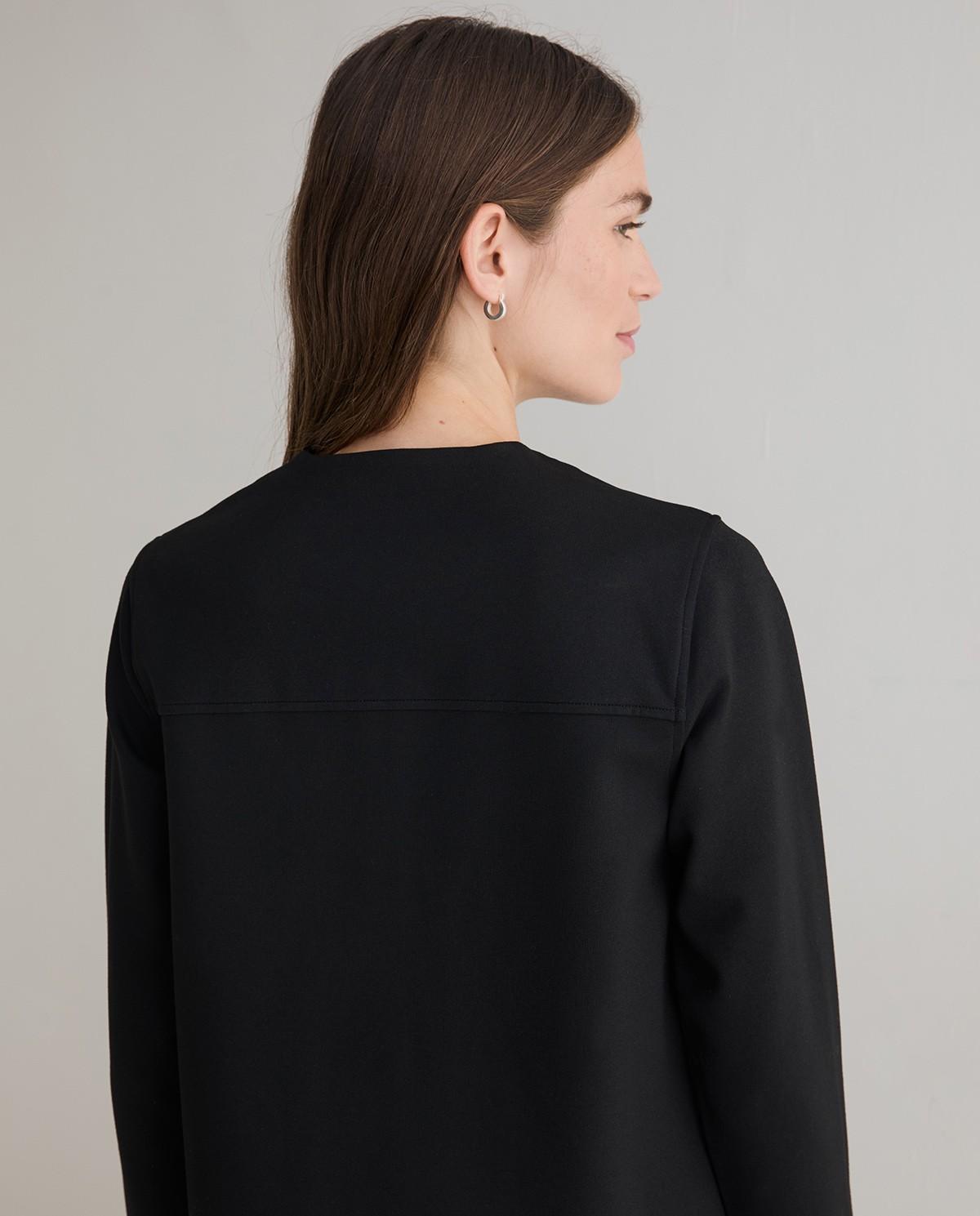 Chaqueta corta de mujer de punto interlock - Yerse - Negro Negro-4