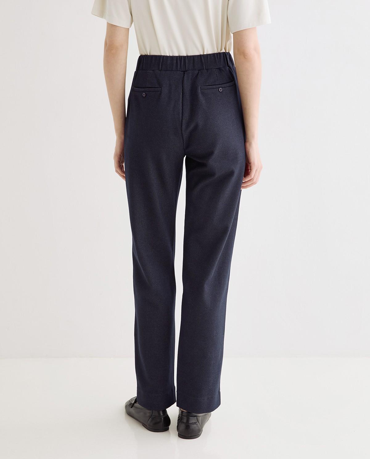 Pantalón recto de mujer raya diplomática - Yerse - Azul oscuro Azul oscuro-3