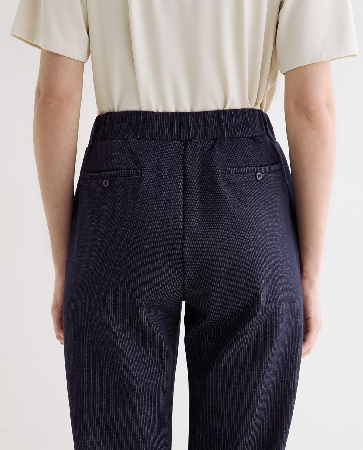 Pantalón recto de mujer raya diplomática - Yerse - Azul oscuro Azul oscuro-4