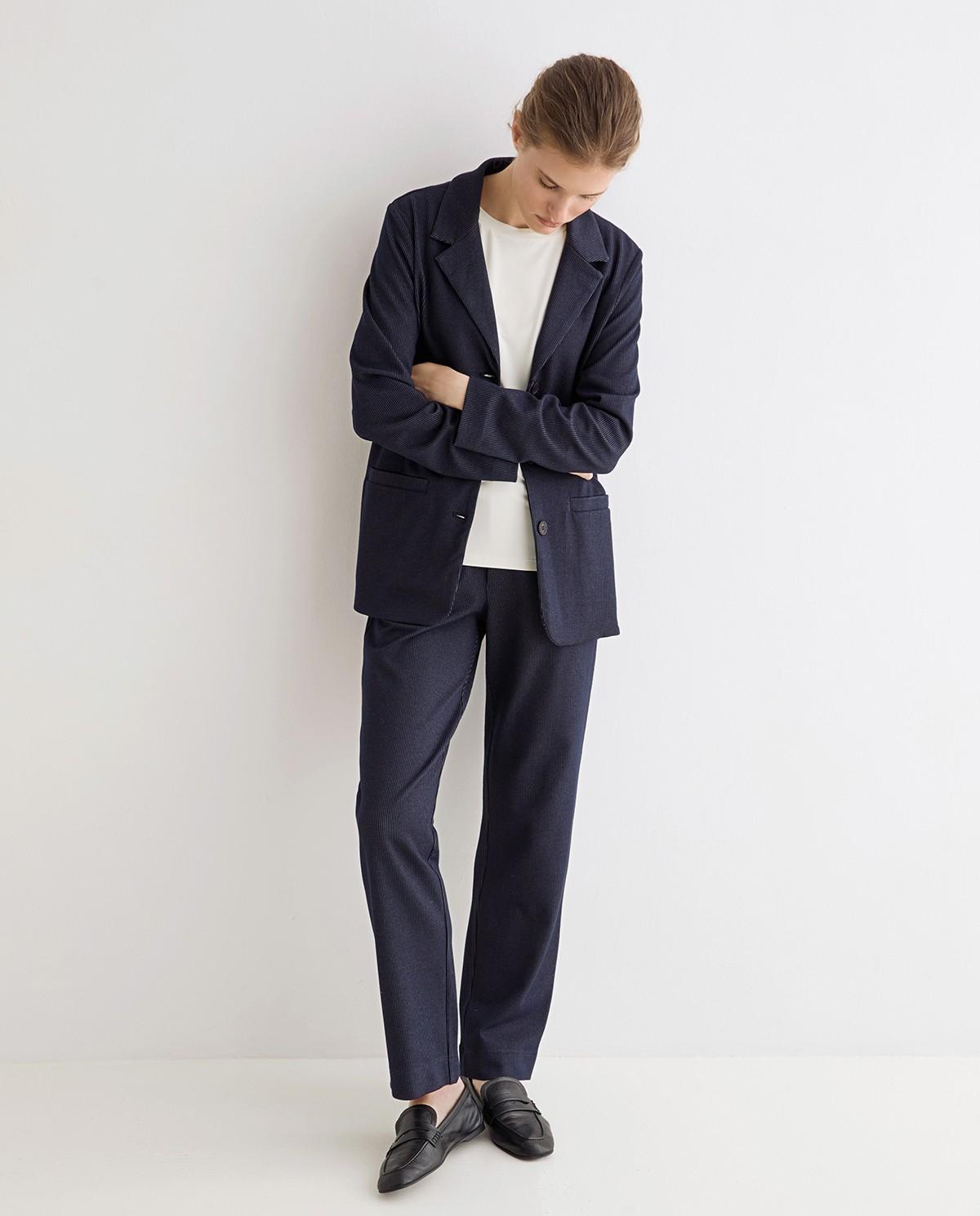 Pantalón recto de mujer raya diplomática - Yerse - Azul oscuro Azul oscuro-5